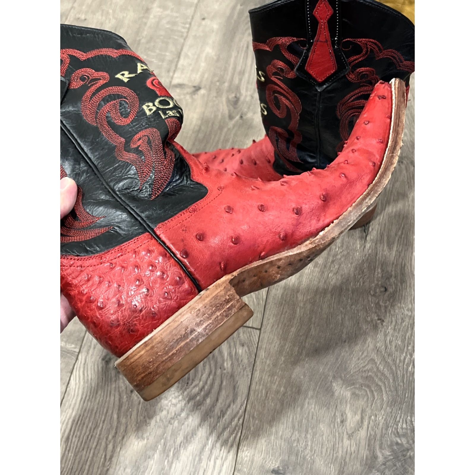 Vintage Rams Boots Las Vegas Cowboy Boots Black Red Leather Size 7.5 Western Mens Size US 7.5 / EU 40-41 - 7 Thumbnail