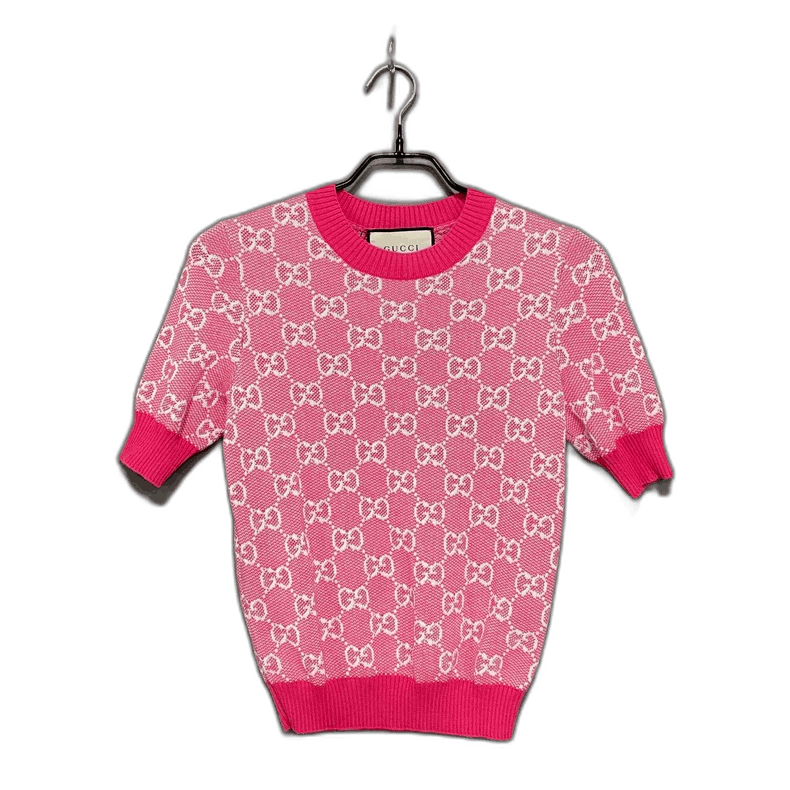 Gucci Pink Knit Short Sleeve Top by GUCCI-2505 Size XS / US 0-2 / IT 36-38 - 1 Thumbnail