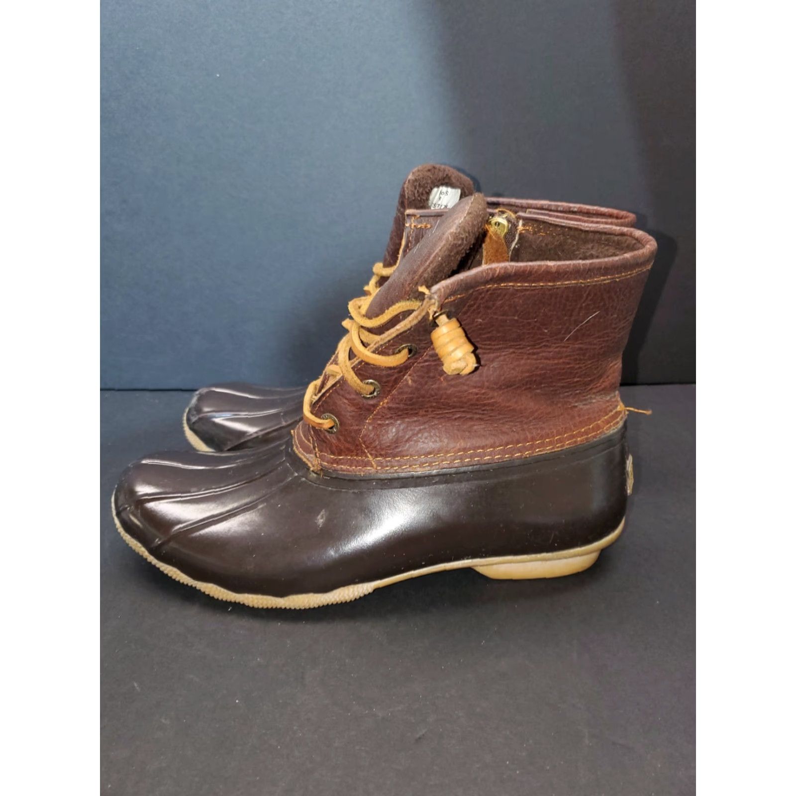 Sperry SPERRY SALTWATER Leather Waterproof Duck Boots Side Zip Lace Up Women's 8 Tan/Brown | Boots, Shoe, Waterproof, Duck Theme, Casual, Women, Size 8 Size US 8 / IT 38 - 4 Thumbnail