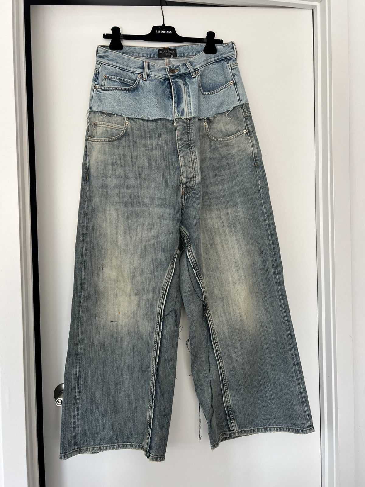 Balenciaga Blue Cut Up Double Waist Baggy Jeans Size US 32 / EU 48 - 4 Thumbnail