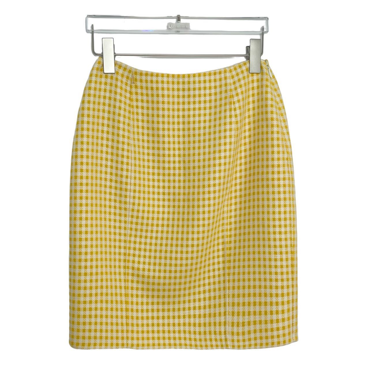 Prada Prada Yellow All-over Check Mid-rise Skirt K26WX Size 27" / US 4 / IT 40 - 2 Thumbnail