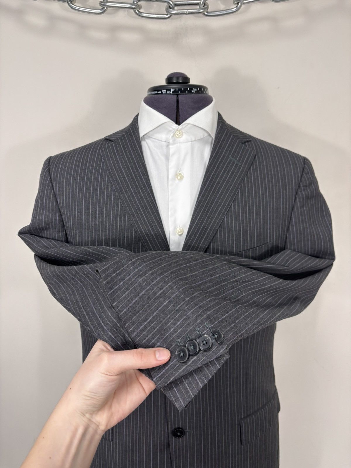 Z Zegna Ermenegildo Z Zegna Men’s Striped Grey Wool Blazer Jacket Size 40R - 7 Thumbnail