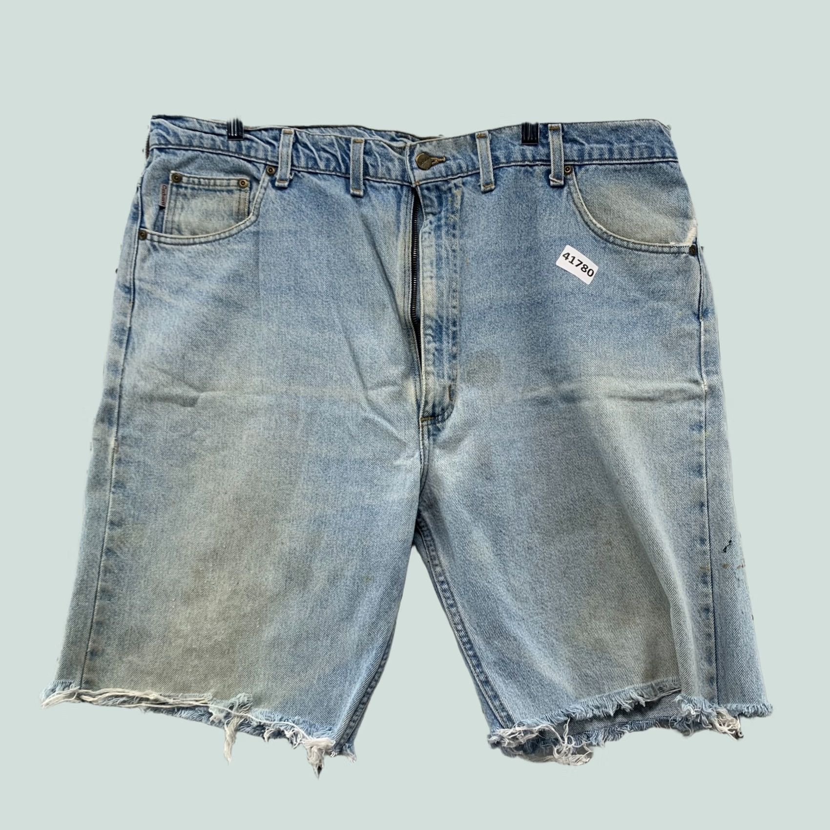 Carhartt VINTAGE Carhartt Shorts Denim Bermuda Mens 44x32 Light Wash Distress 10 in Inseam 5-Pocket Blue Baggy Casual Workwear Size US 44 / EU 60 - 1 Thumbnail
