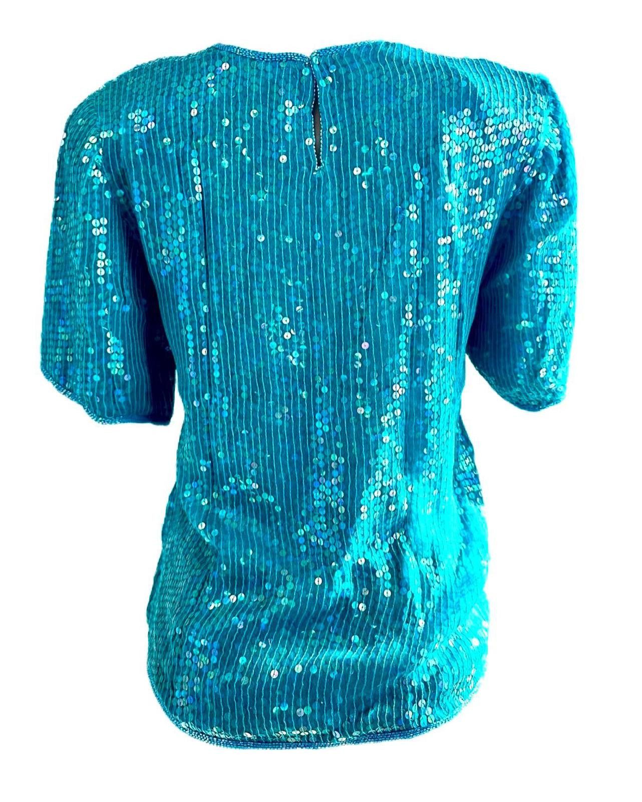 Other Sequin Top Turquoise size 10 Size L / US 10 / IT 46 - 2 Thumbnail