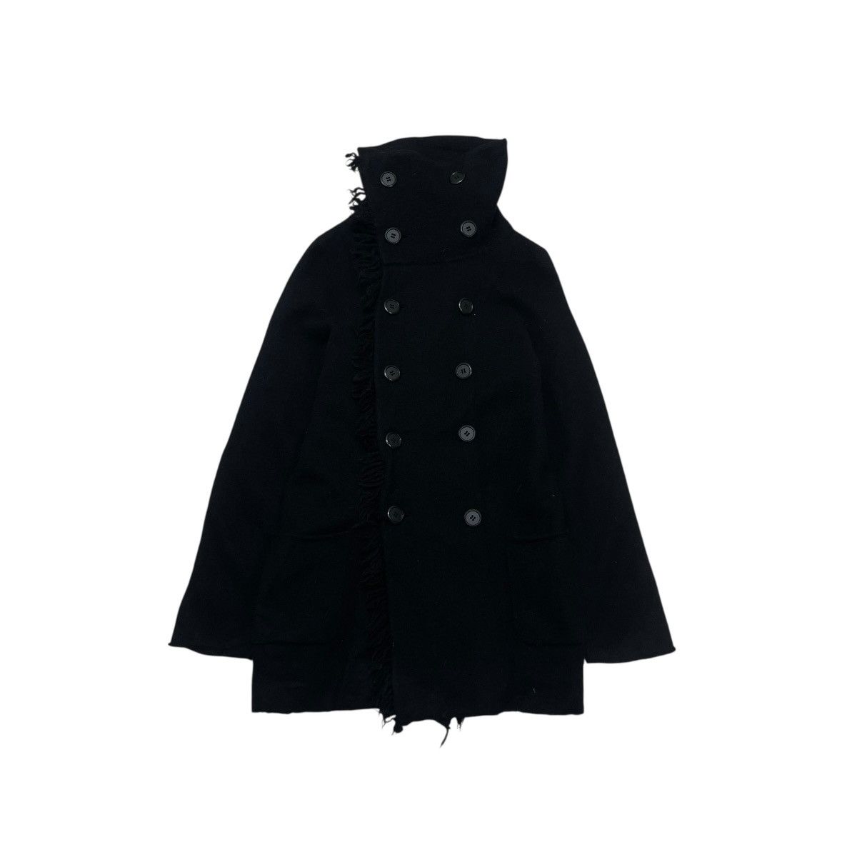 gomme 🔥Unique Design Gomme Black Wool High Collar Frindged Jacket Size M / US 6-8 / IT 42-44 - 2 Thumbnail