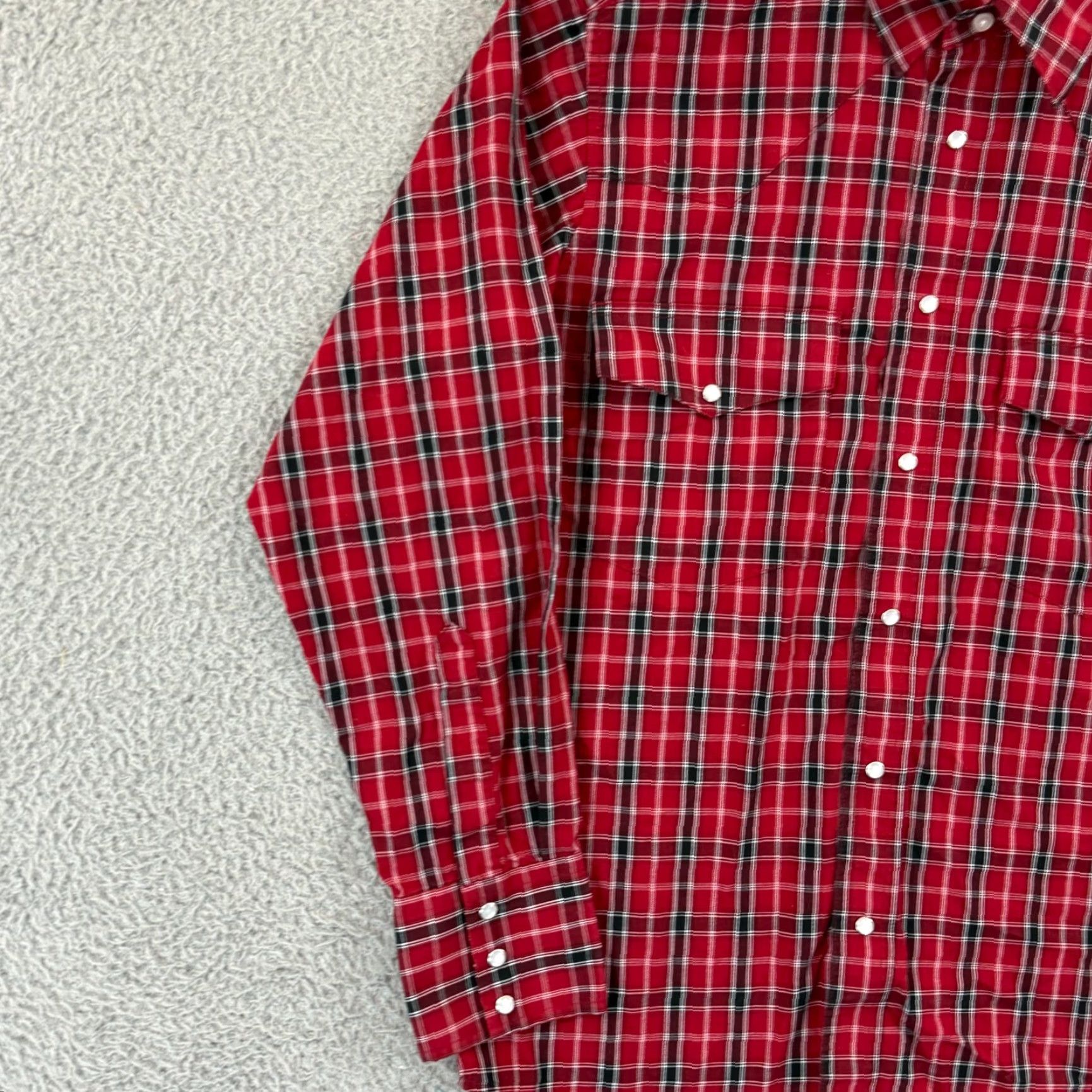 Wrangler Wrangler Shirt Mens Small Red Plaid Pearl Snap Button Western Long Sleeve Casual Shirt Size US S / EU 44-46 / 1 - 5 Thumbnail