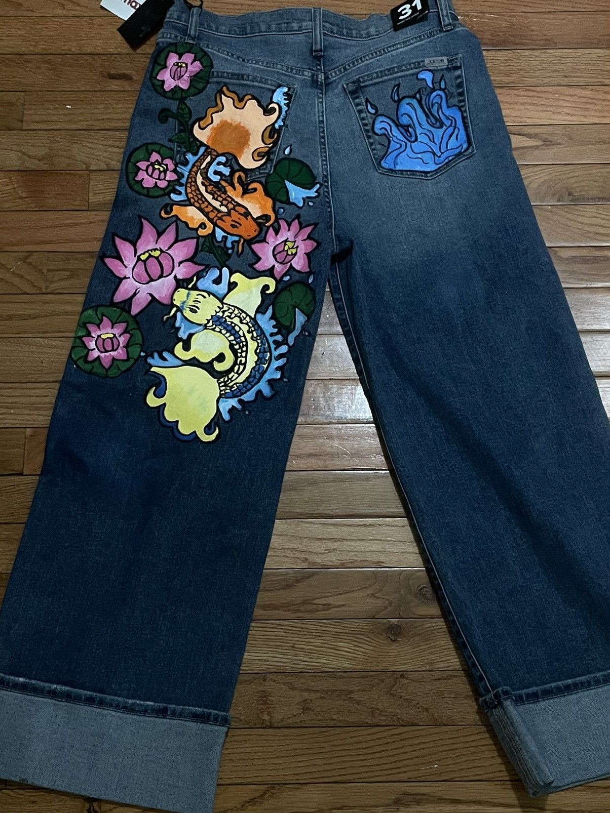 Other Hand painted fish jeans Size 31" - 1 Preview