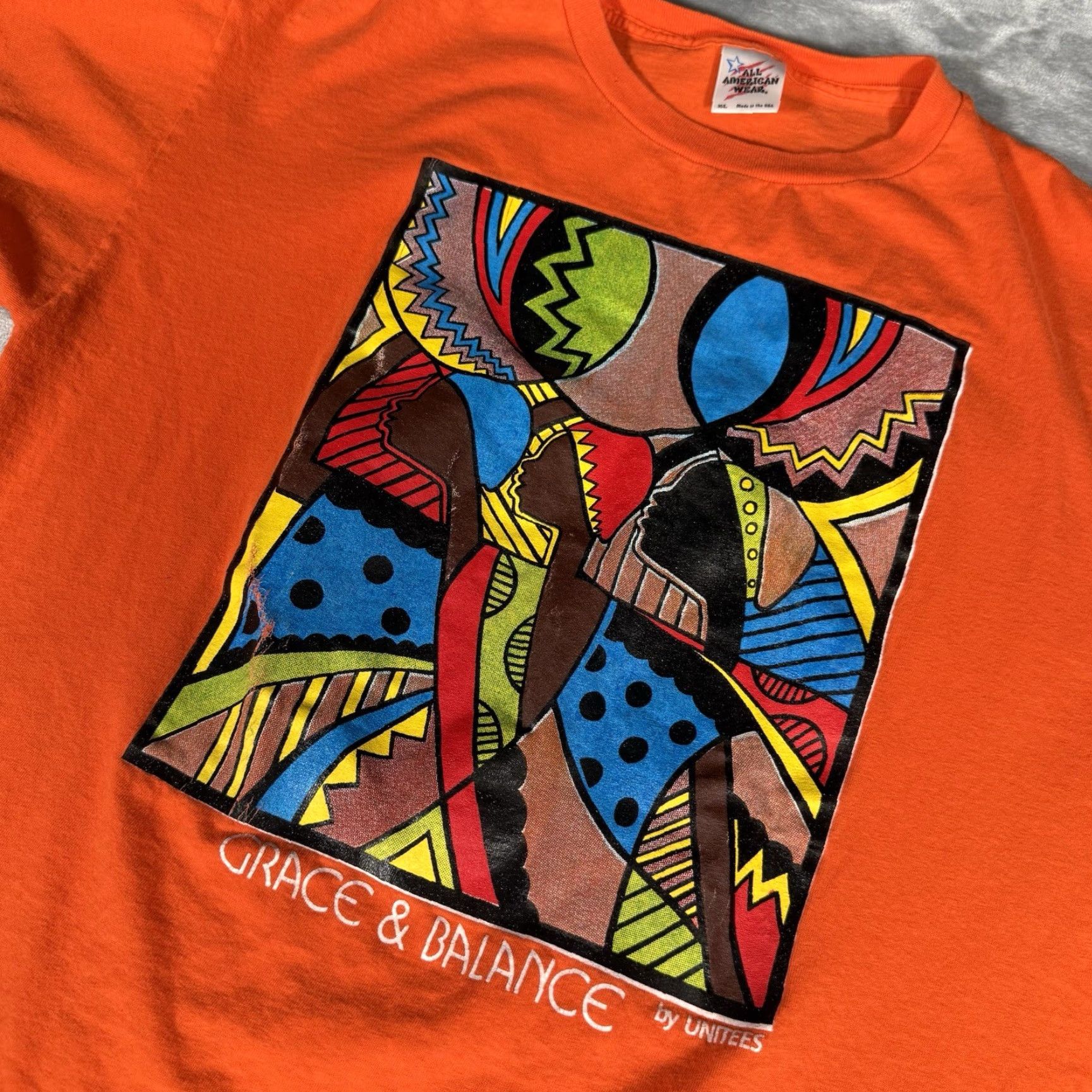 Vintage VINTAGE Unitees T-Shirt Men XL Orange 90s Graphic Print Crew Neck Short Sleeve Cotton United States Vintage Logo Mens Size US XL / EU 56 / 4 - 2 Thumbnail