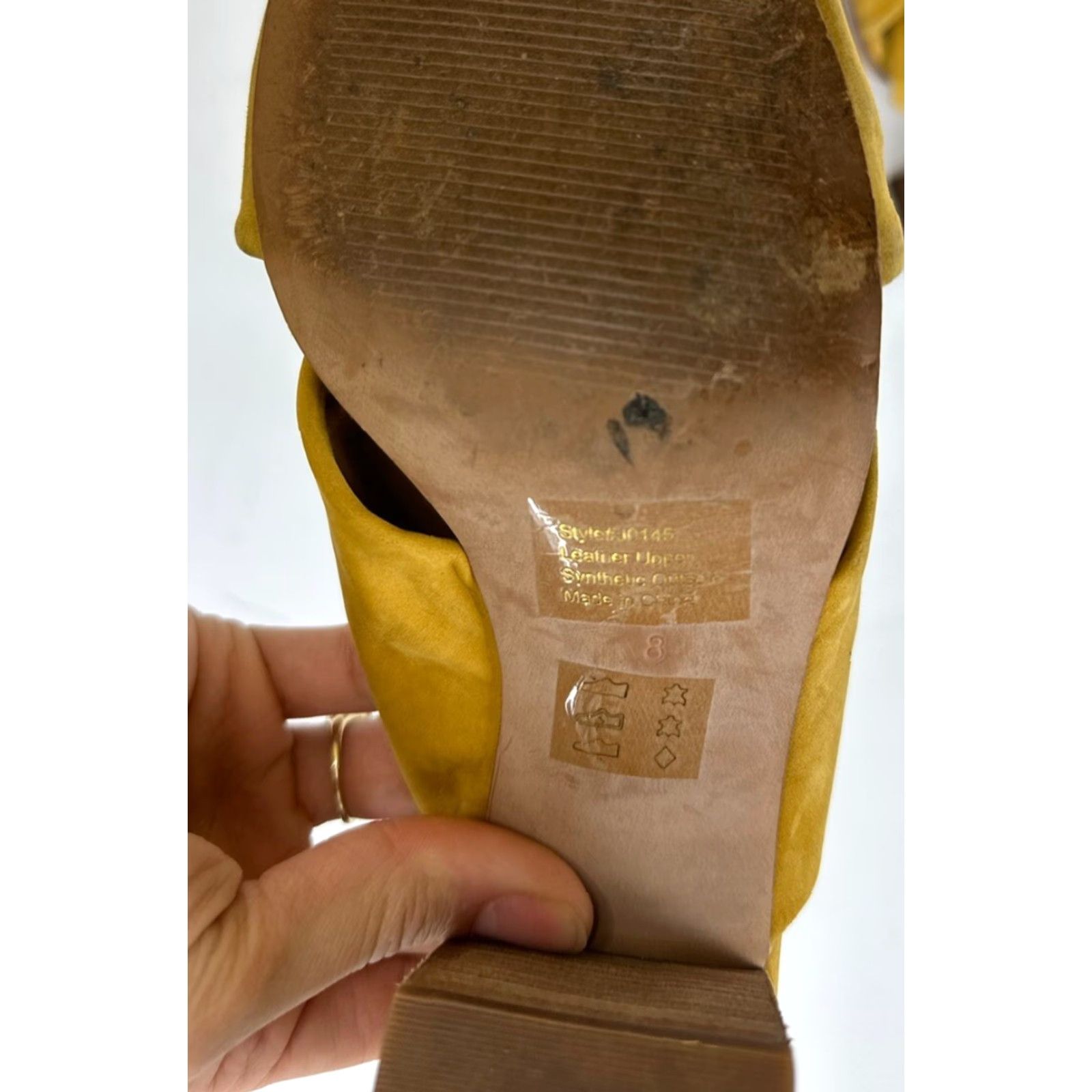 Madewell MADewell Yellow Leather Strappy Sandals Women’s 8 Block Heel Size US 8 / IT 38 - 4 Thumbnail