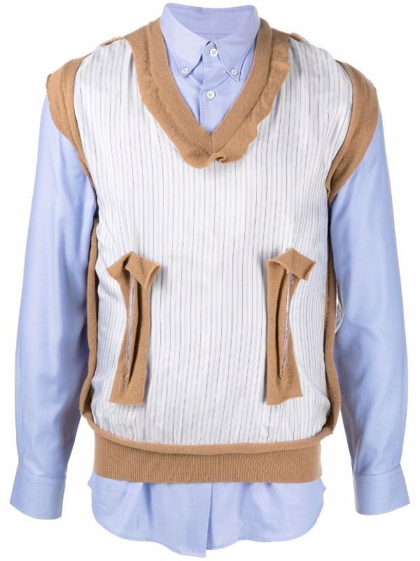 Maison Margiela o1y1124 Deconstructed Layered Shirt In Light Blue Size US L / EU 52-54 / 3 - 1 Thumbnail