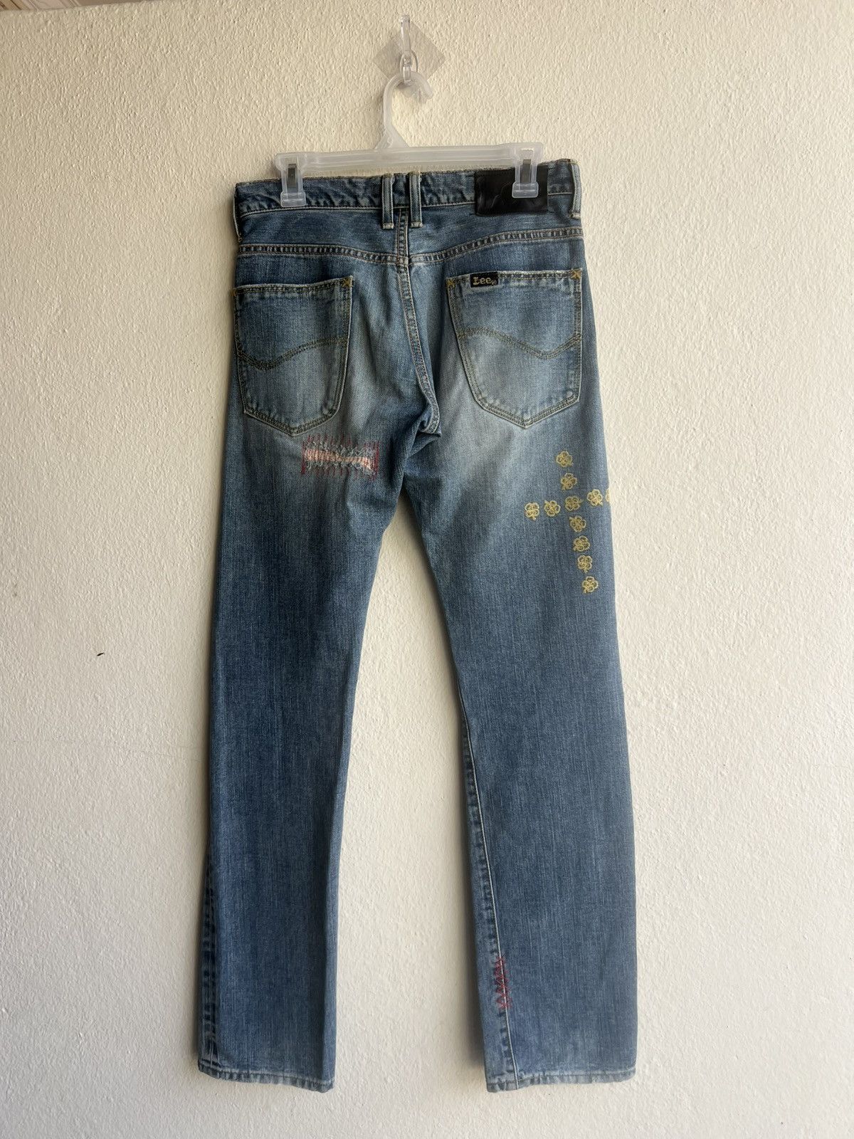 Lee Lee X TMT Japan Distress Embroidery Denim Selvedge Jeans Size US 29 - 24 Thumbnail