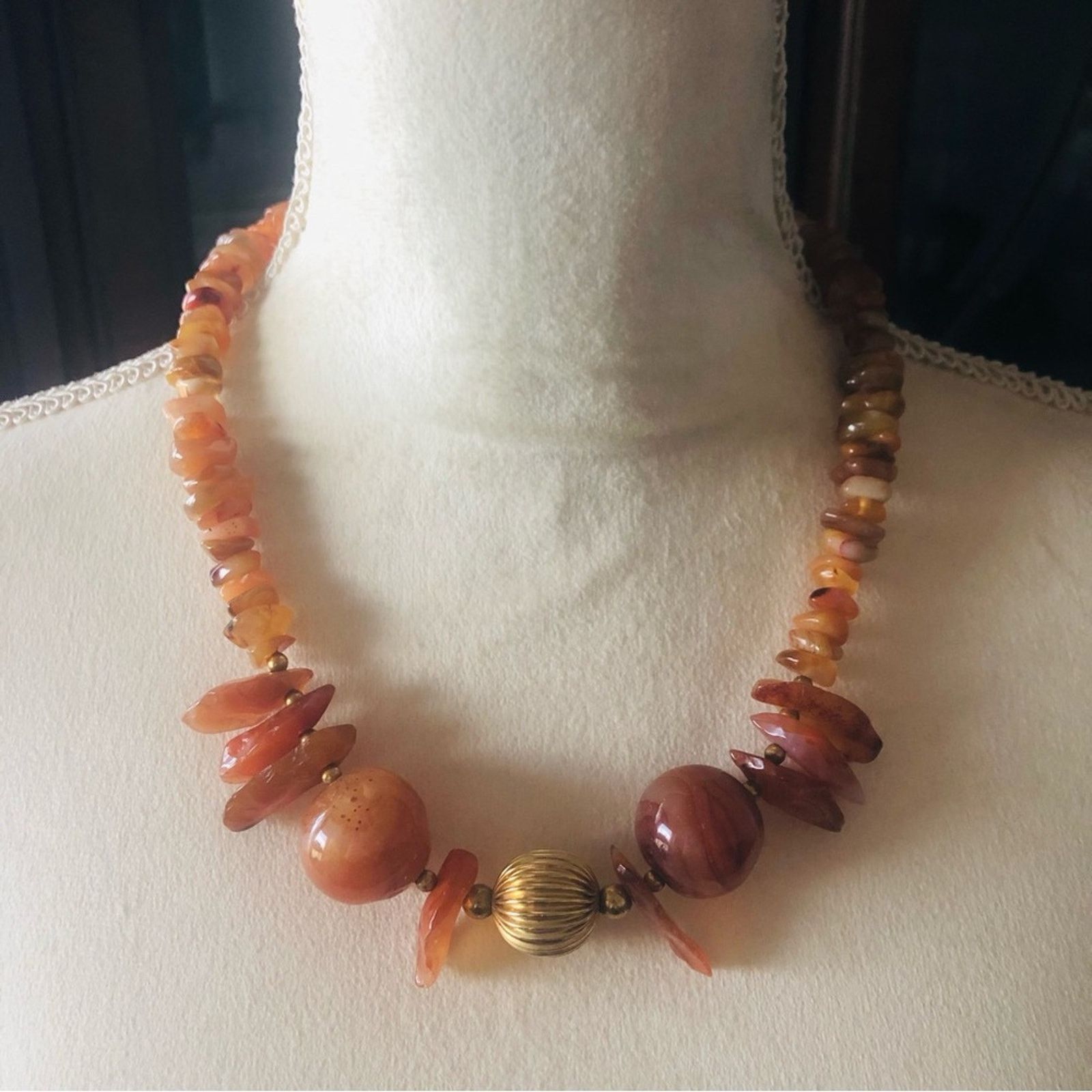 Vintage Vintage handcrafted genuine carnelian agate necklace Size ONE SIZE - 2 Thumbnail