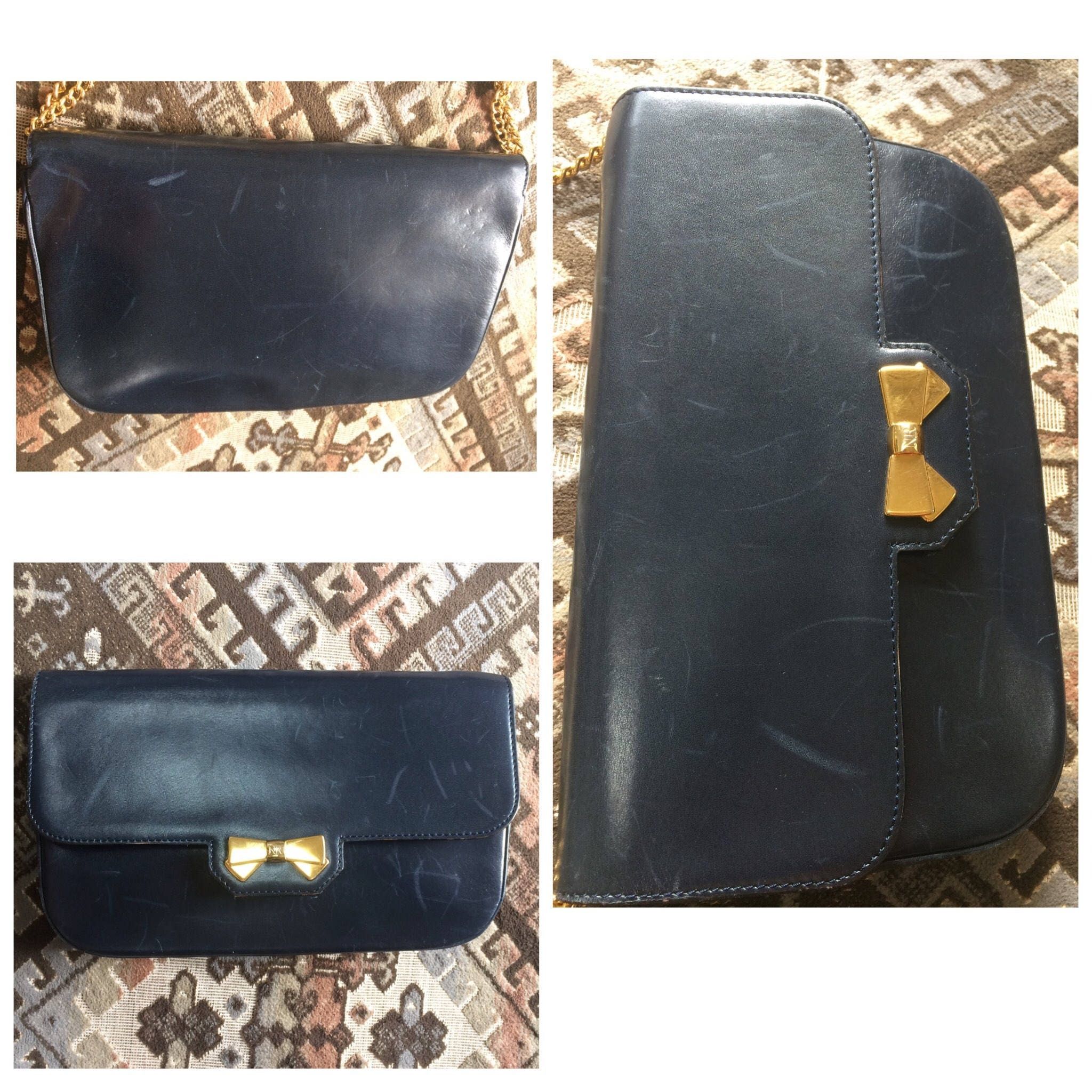 Nina Ricci Vintage Nina Ricci navy leather clutch chain shoulder bag Size ONE SIZE - 4 Thumbnail