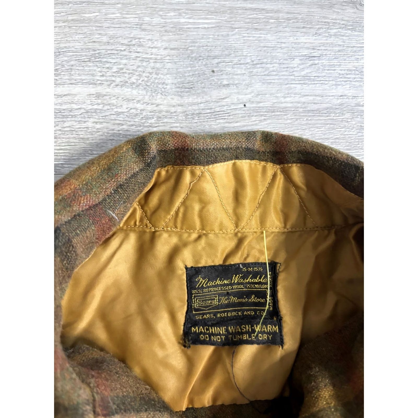 Sears VINTAGE Sears Jacket Mens Large Brown Plaid Wool Quilted Lined Outdoor 50s Size US L / EU 52-54 / 3 - 3 Thumbnail