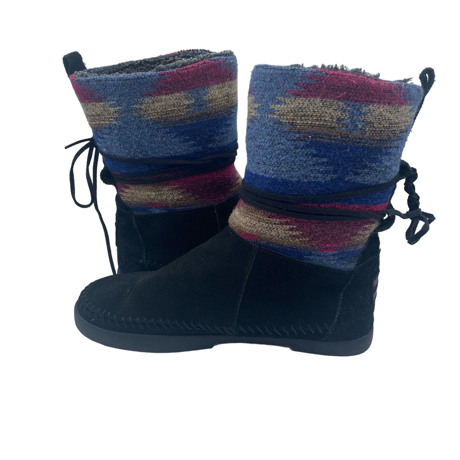 Toms TOMS Nepal Boots Aztec Black Leather Faux Fur Lined Sock 6.5 Size US 6.5 / IT 36.5 - 6 Thumbnail