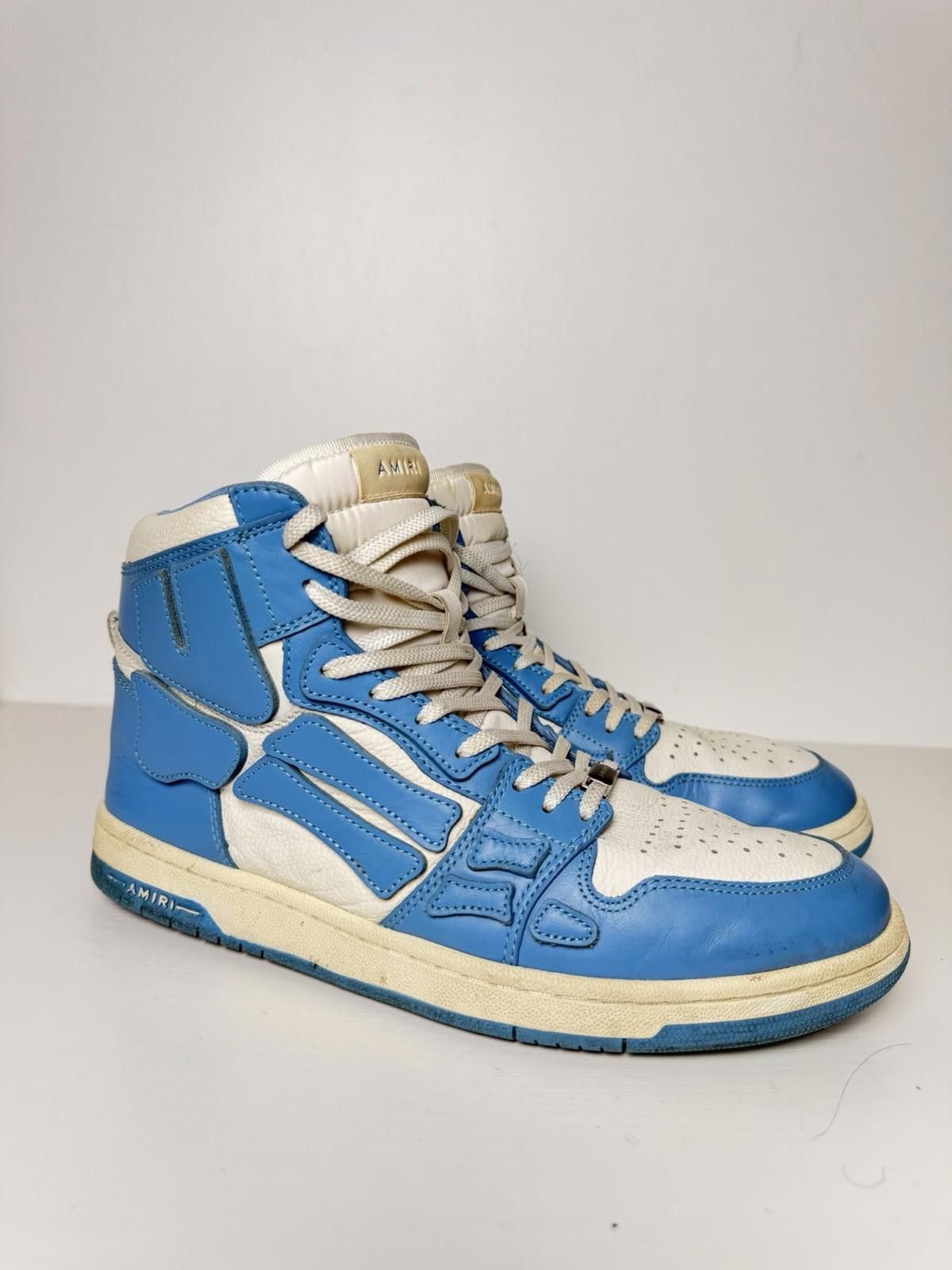 Amiri Amiri Leather High Top Sneakers Blue White Sz 11 EU 44 Italy Size US 11 / EU 44 - 1 Thumbnail