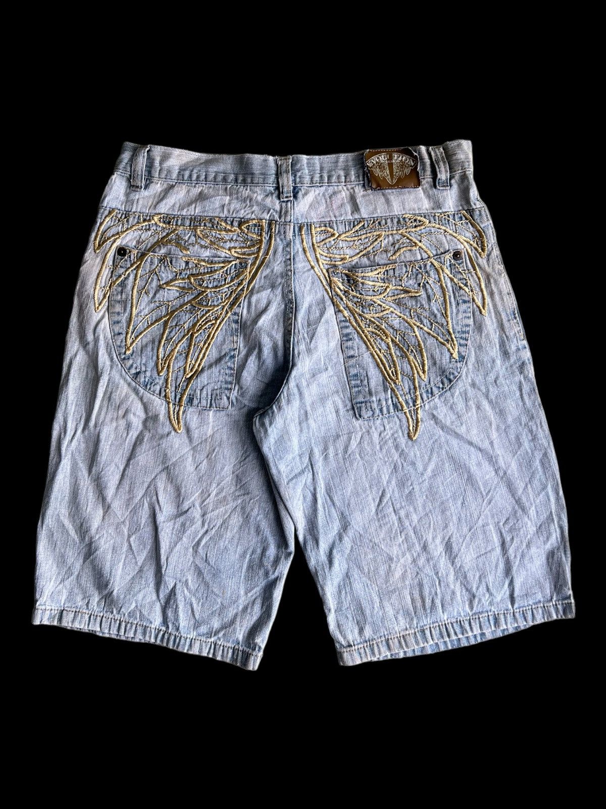 Ed Hardy Y2K Evolution Angel Wings Embroidery Big Pocket Jorts Jeans Size US 37 - 2 Thumbnail