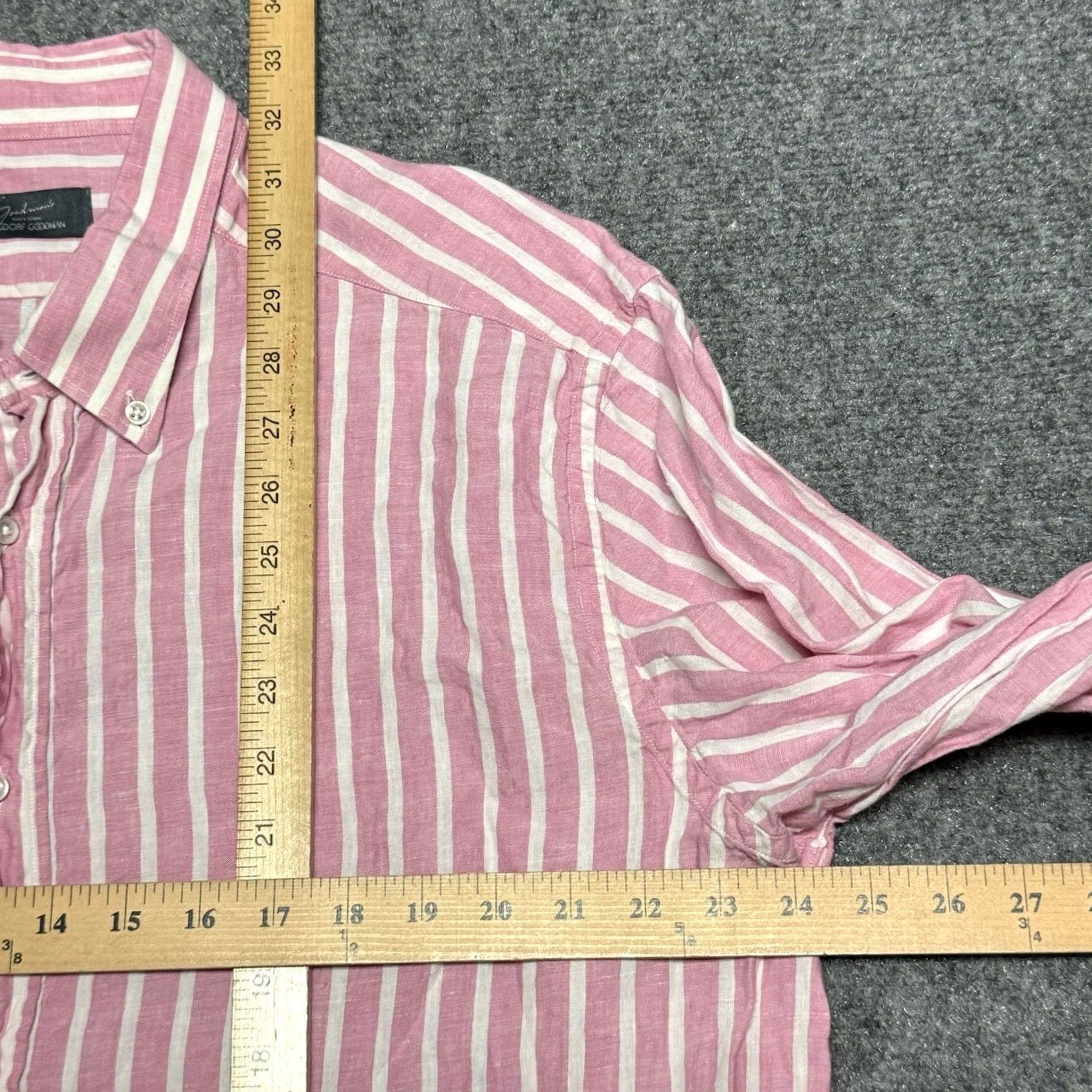 Bergdorf Goodman BERGDORF GOODMAN Shirt Mens 2XL Pink White Striped 100% Linen Italy Lightweight Vintage: No Size US XXL / EU 58 / 5 - 6 Thumbnail