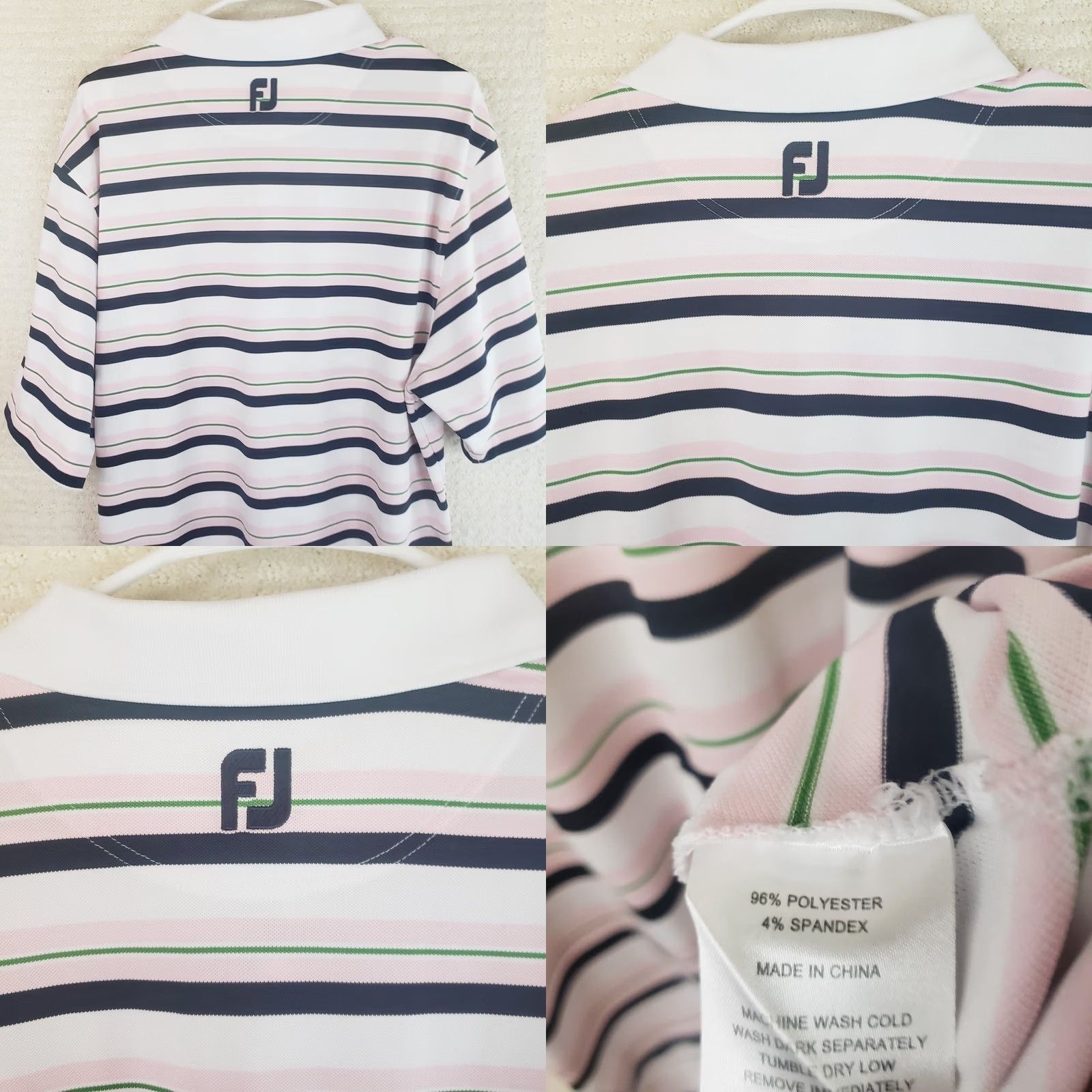Footjoy FootJoy Polo Shirt Mens L Multicolor Striped Short Sleeve Collared Logo Golf Casual Preppy Athletic Fit Indoor/Outdoor Seasonal Size US L / EU 52-54 / 3 - 8 Thumbnail