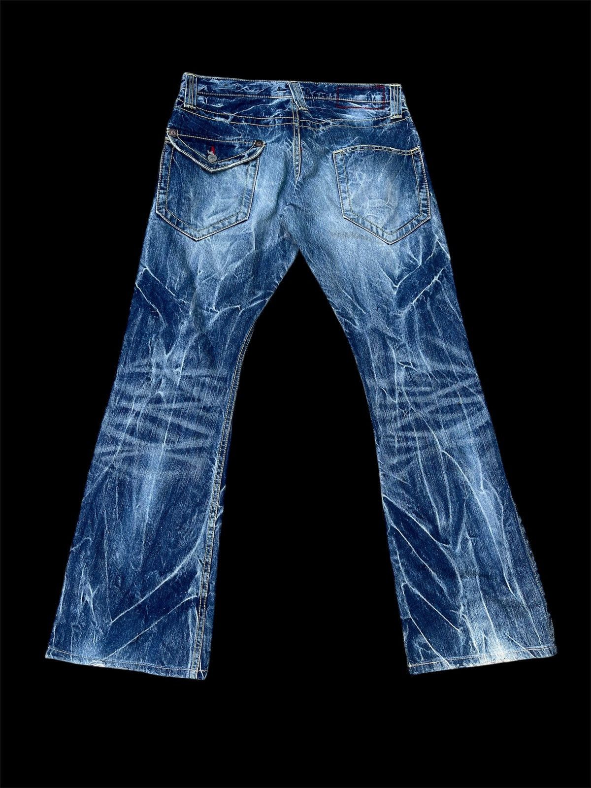 If Six Was Nine × Japanese Brand × Vintage Flare Crazy Striking Design Blue Jean Japan Denim Size US 32 / EU 48 - 2 Thumbnail