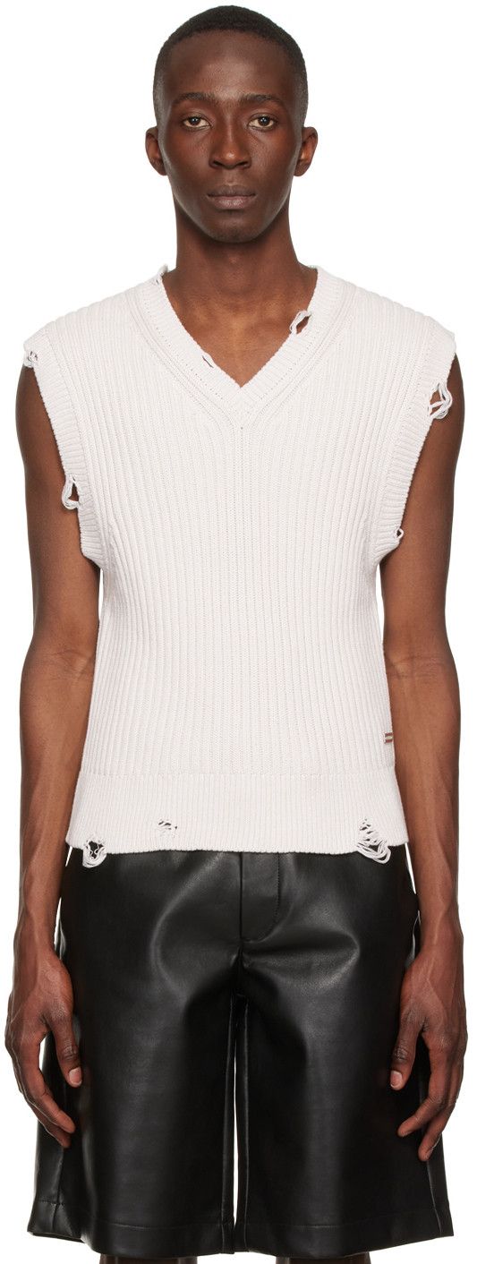 $395 - Distressed Knit Vest - Off White