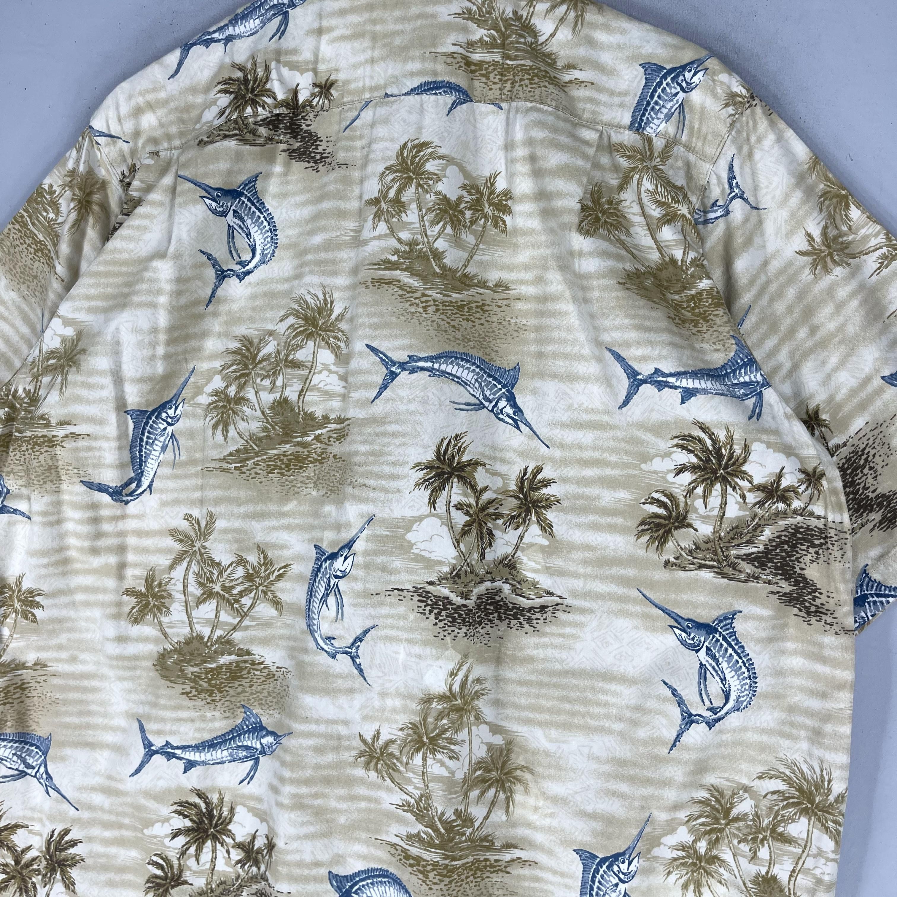 Japanese Brand × Vintage Vintage Hawaiian Aloha Tropical Marlin Fish Printed Shirt Size US L / EU 52-54 / 3 - 9 Thumbnail