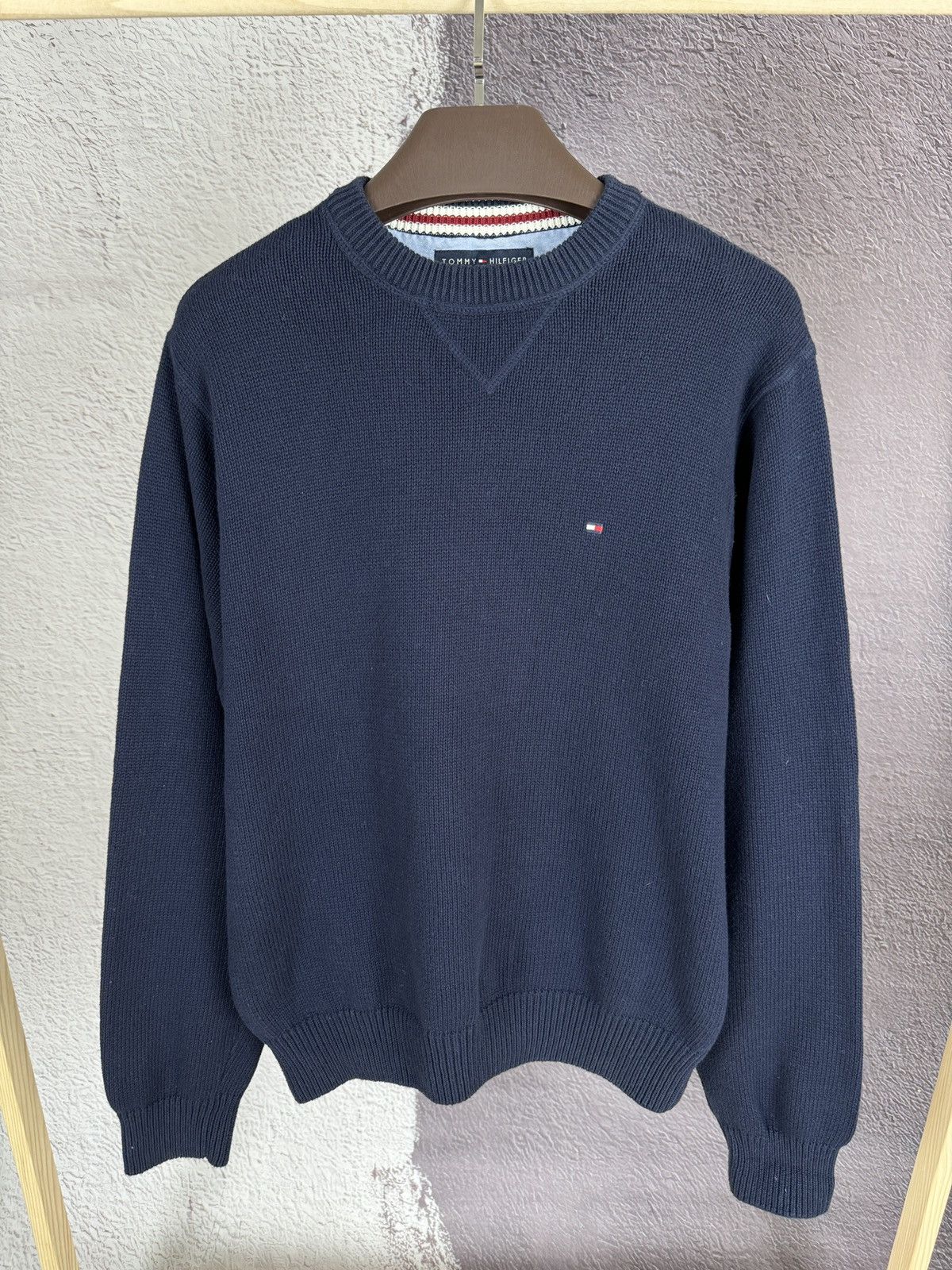 Tommy Hilfiger Tommy Hilfiger vintage blue knitted cotton sweatshirt Size US M / EU 48-50 / 2 - 2 Thumbnail