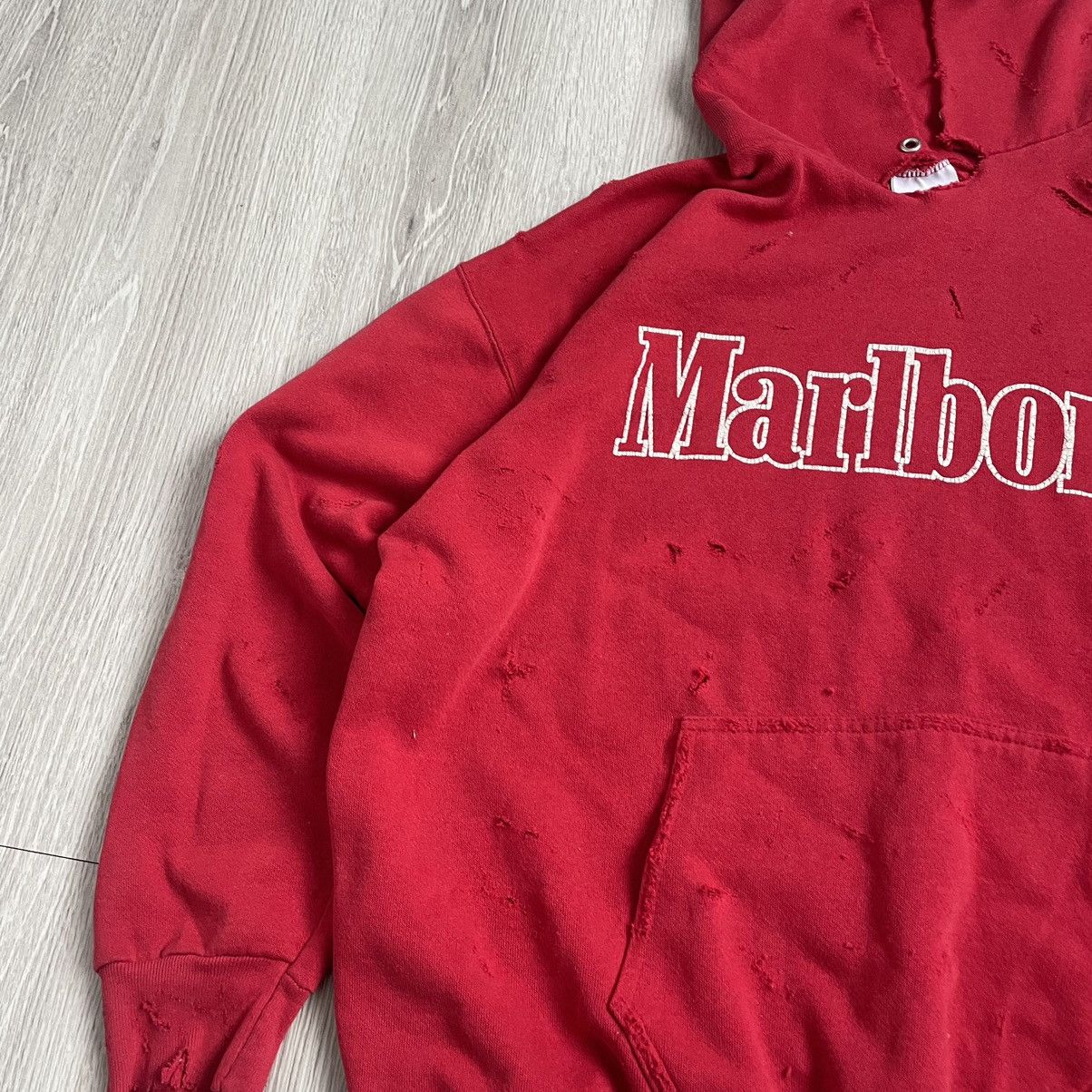 Marlboro Marlboro Distressed Hoodie Tultex 90s Size US XL / EU 56 / 4 - 5 Thumbnail