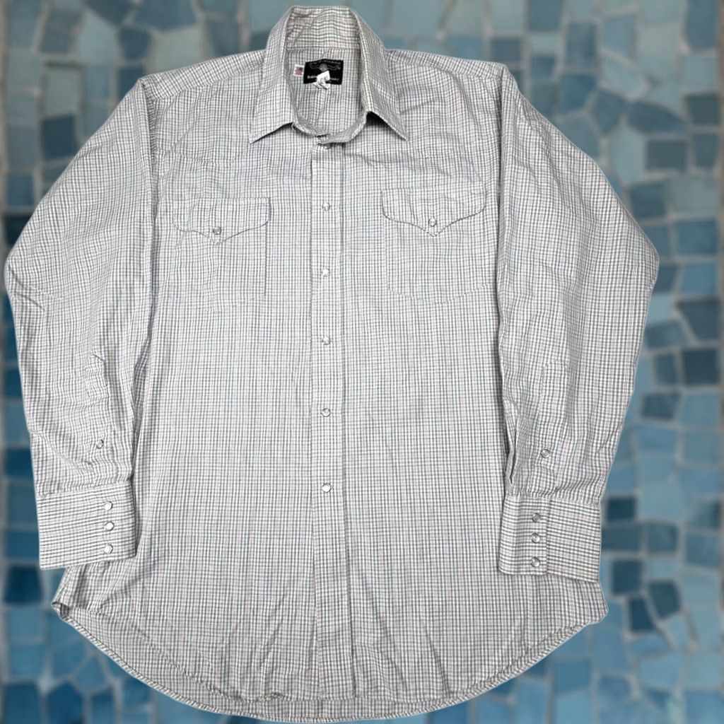 Vintage VINTAGE Pearl Snap Shirt Men’s 16.5x34 Cowboy Western Plaid Cotton Workwear USA 90s Mens Size US XL / EU 56 / 4 - 1 Thumbnail