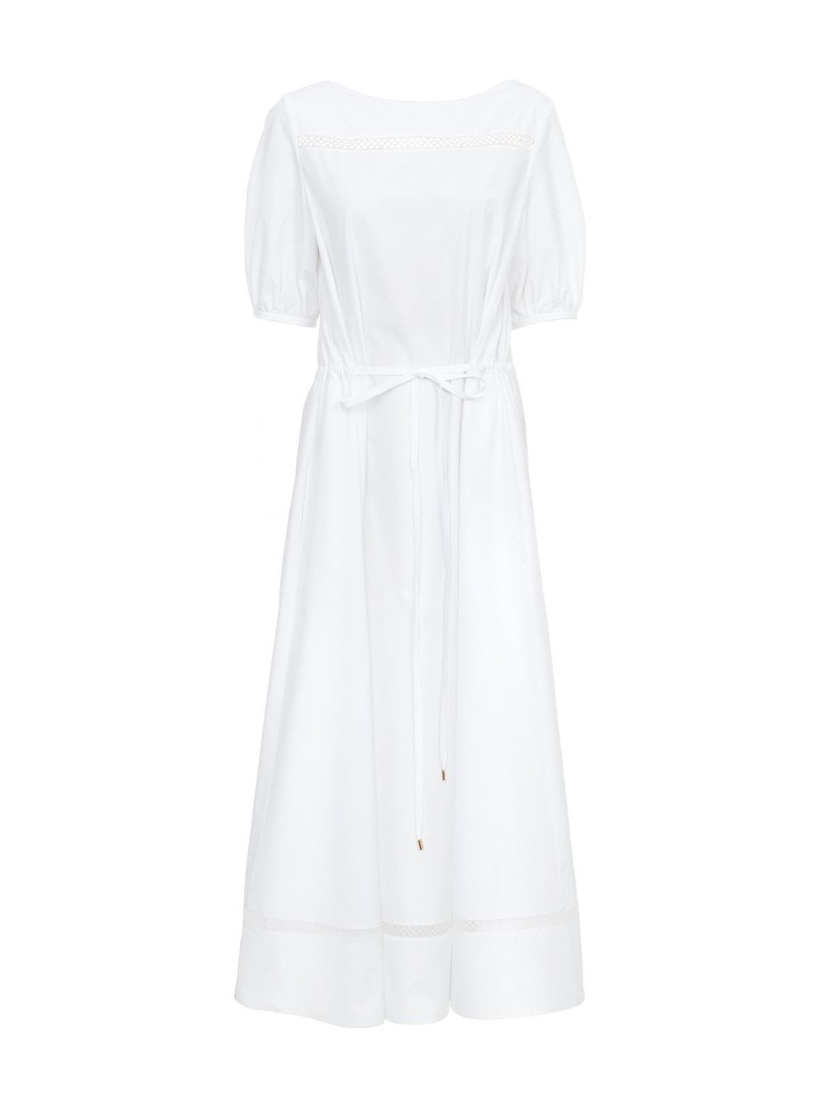 o1loc1c10425 Boat-Neck Flared Dress in White