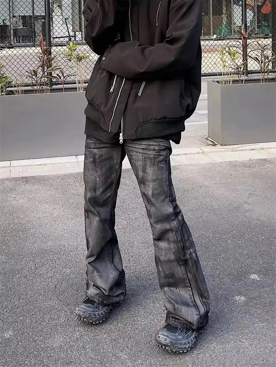 Japanese Brand Heavyweight washed and waxed micro flare jeans Size US 32 / EU 48 - 6 Thumbnail