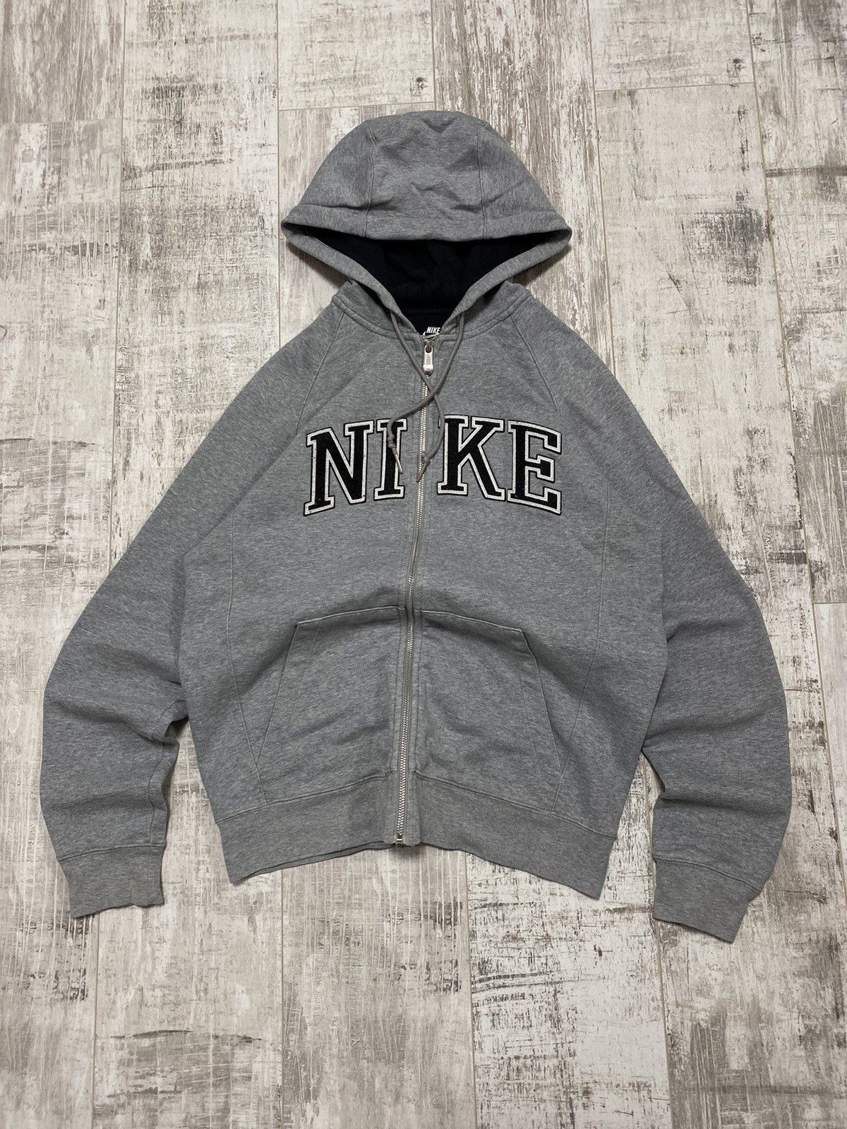 Nike Streetwear Vintage VINTAGE NIKE BIG LOGO ZIP UP BOXY HOODIE Grailed