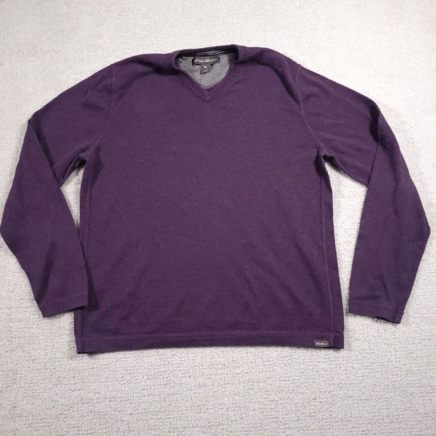 Eddie Bauer Eddie Bauer Sweater Mens Large Purple V-Neck Long Sleeve Knit Pullover Merino Wool Blend Shirt Size US L / EU 52-54 / 3 - 2 Thumbnail