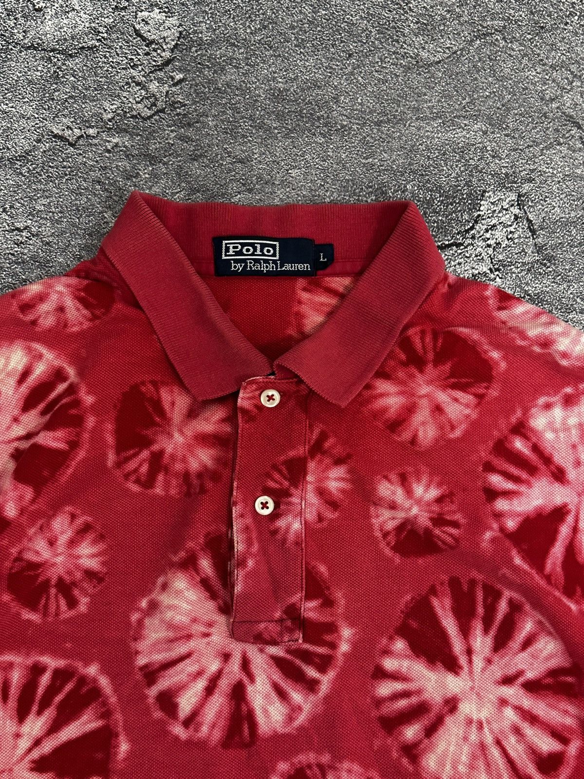 Vintage VIntage Ralph Lauren Tie-Dye Red Polo Shirt Mens Size L Size US L / EU 52-54 / 3 - 3 Thumbnail