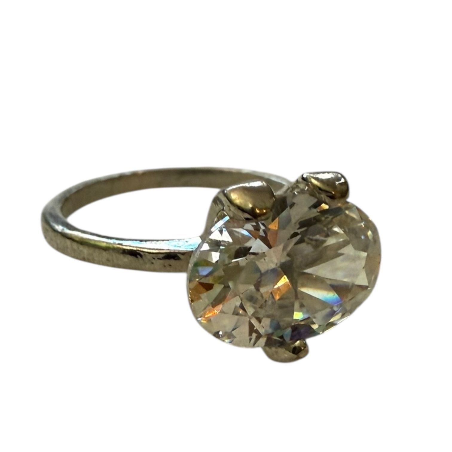 Other Diamond CZ Solitaire Engagement Silver Ring Size 8.5 Size ONE SIZE - 2 Thumbnail
