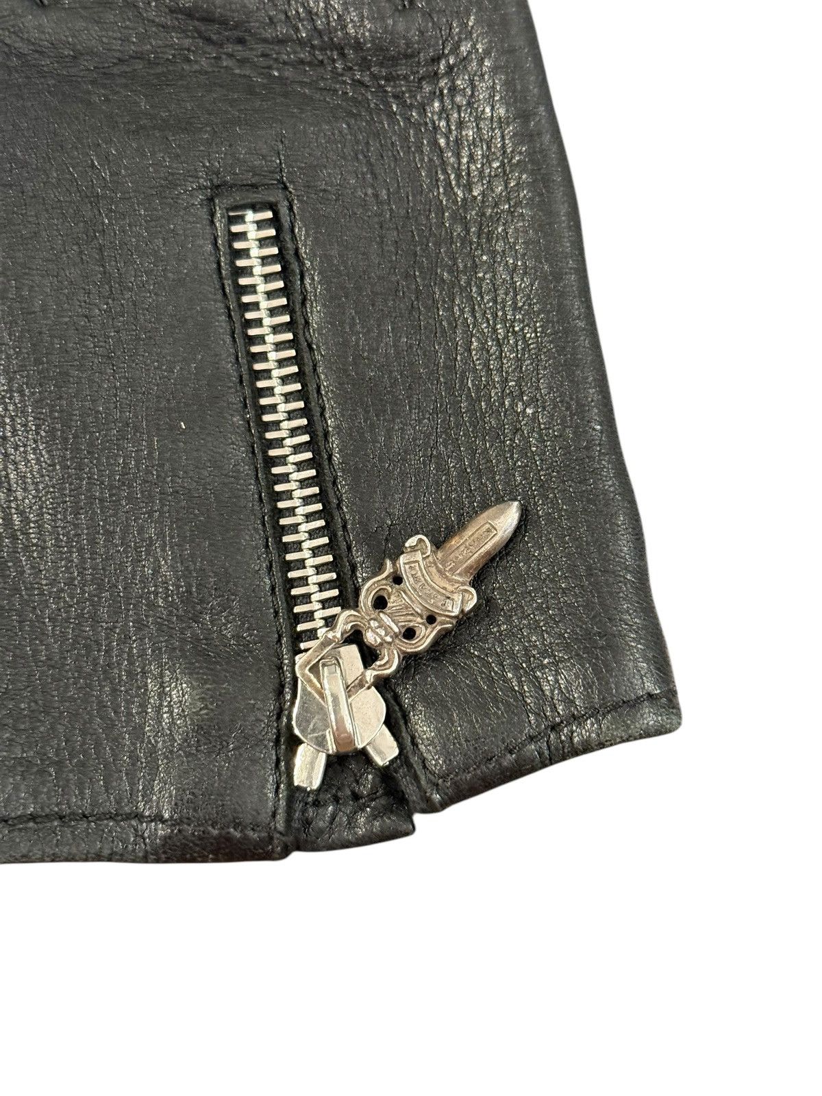 Chrome Hearts Dagger Zipper Leather Gloves Size ONE SIZE - 4 Thumbnail