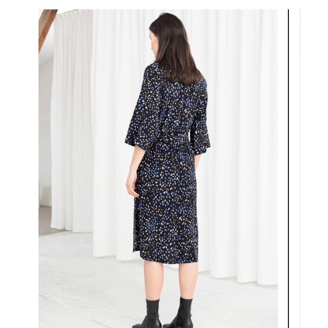 & Other Stories & Other Stories Black Blue Polka Dot Midi Dress size 0 Size XS / US 0-2 / IT 36-38 - 2 Thumbnail