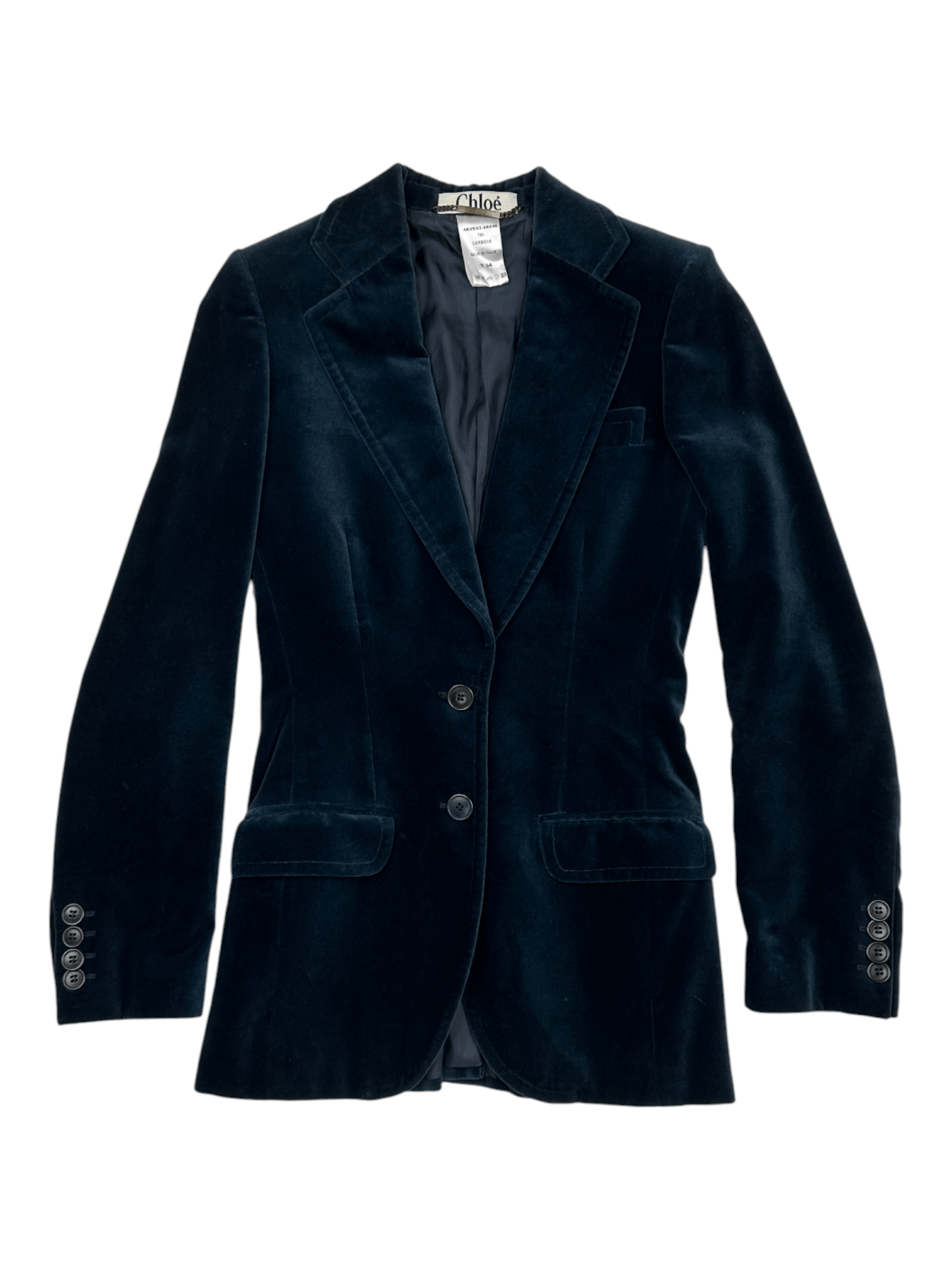 Chloe Chloe Midnight Blue Velvet Single Breasted Jacket Size XS / US 0-2 / IT 36-38 - 1 Thumbnail