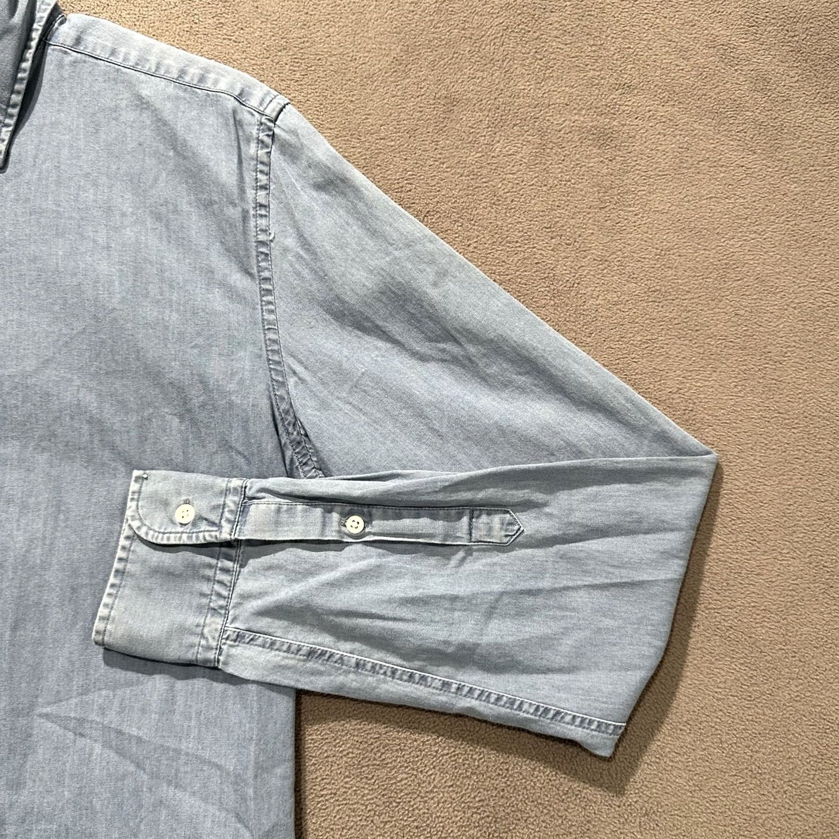 Reiss Reiss Shirt Mens S Light Blue Denim Chambray Button Down Long Sleeve Size US S / EU 44-46 / 1 - 6 Thumbnail
