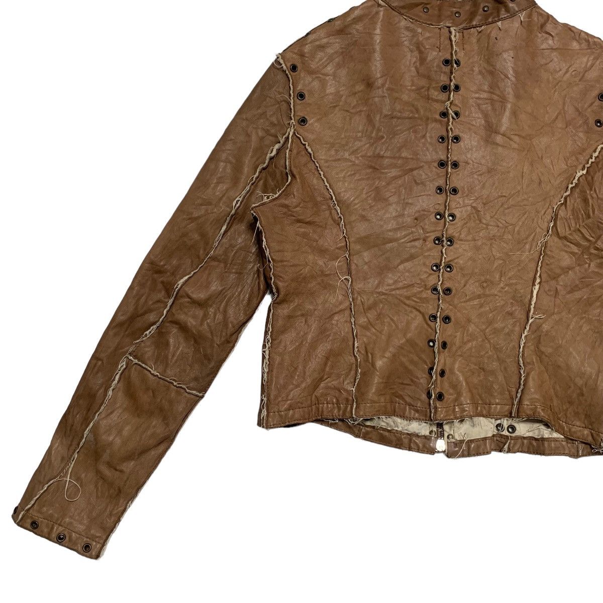 Other Nhard Frayed Leather Jacket Size L / US 10 / IT 46 - 10 Thumbnail