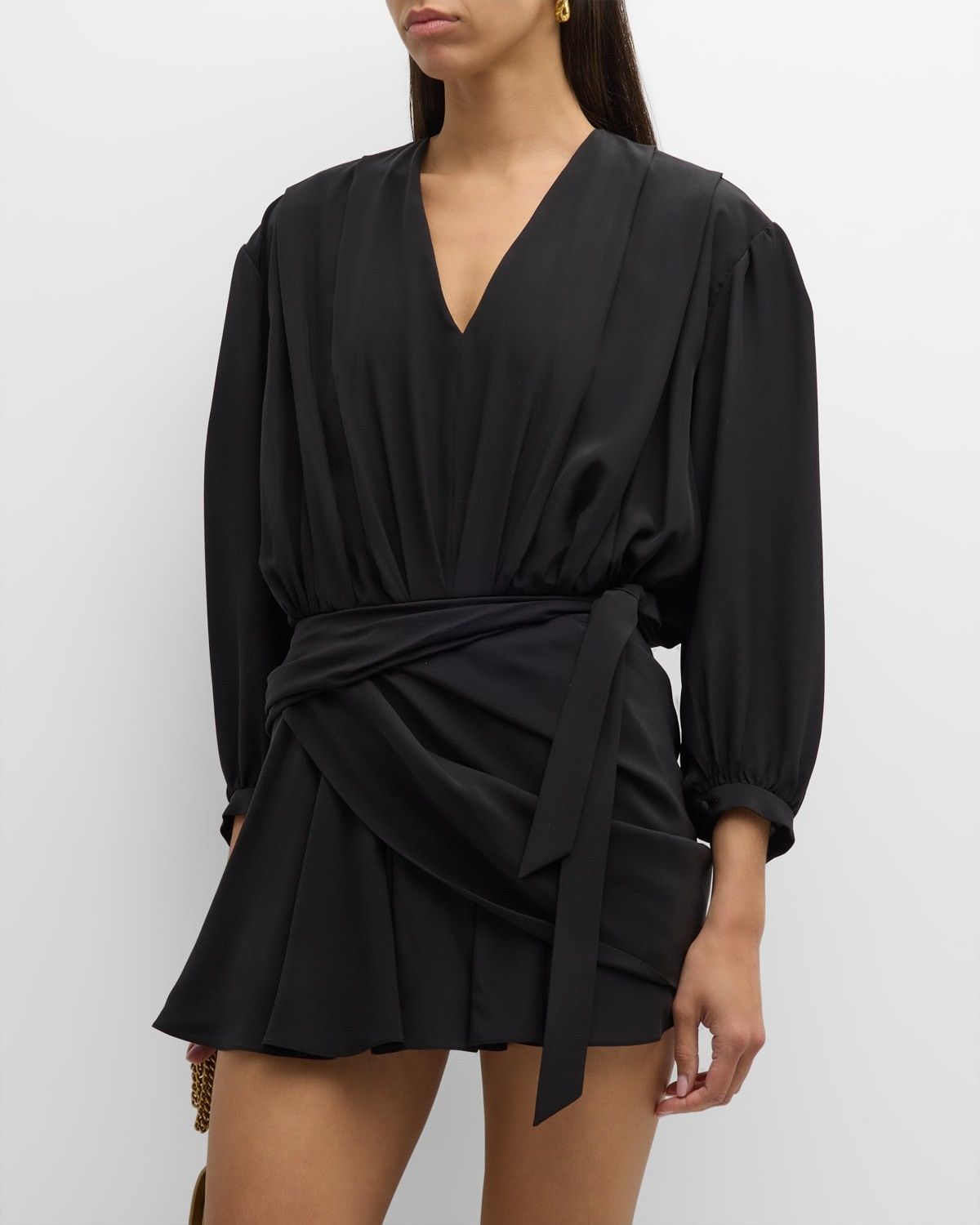 Balenciaga o1y0625 V-neck Mini Dress in Black Size M / US 6-8 / IT 42-44 - 3 Thumbnail
