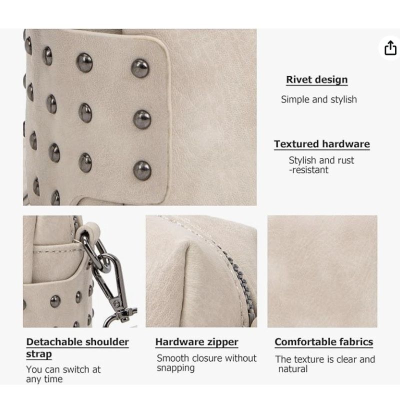 The Unbranded Brand Vintage Crossbody Bag Shoulder Purse Rivets, 7.1"x3.1"x5.5" Size ONE SIZE - 5 Thumbnail