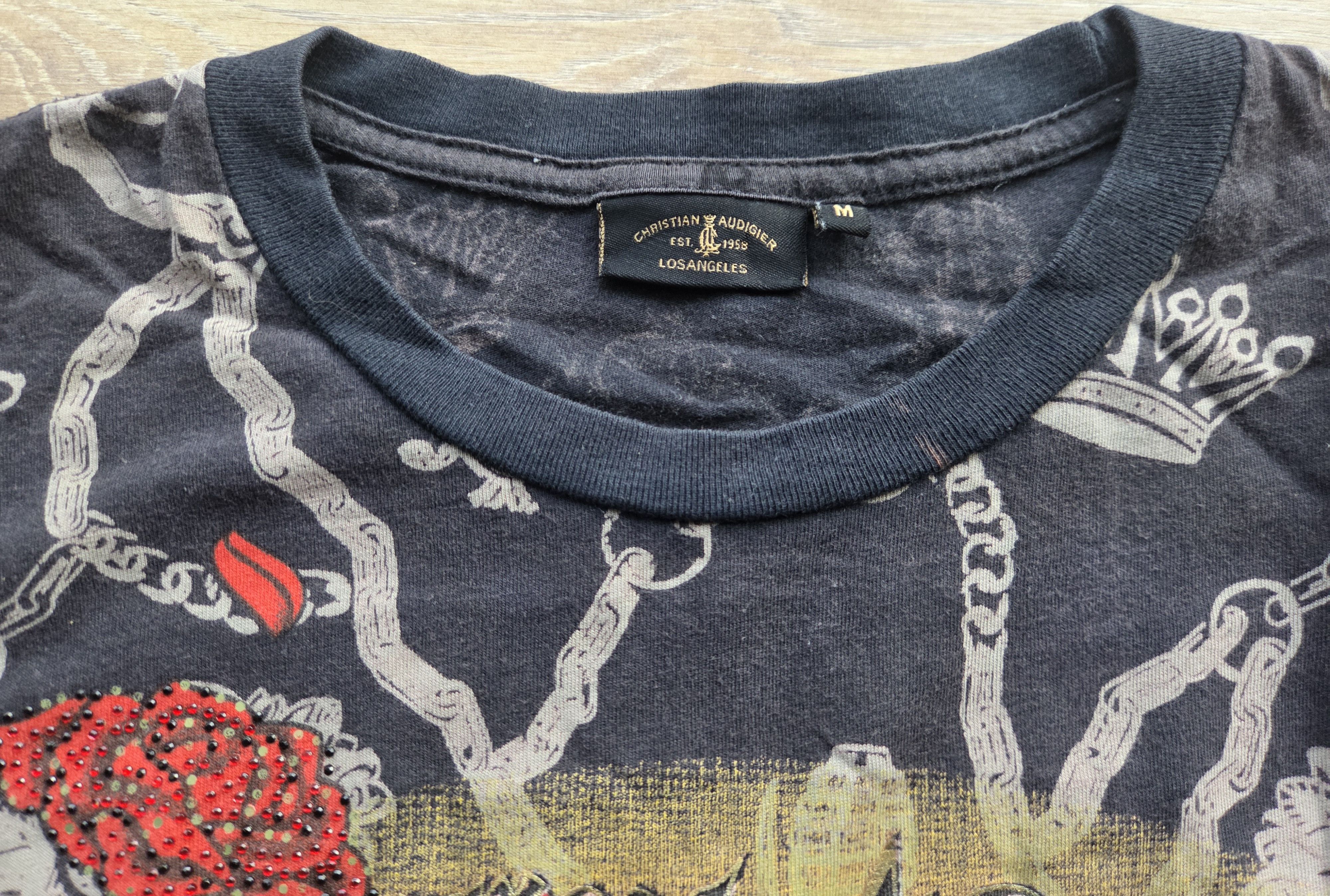 Christian Audigier Vintage y2k Christian Audigier Skull Roses Rhinestone Shirt Size M / US 6-8 / IT 42-44 - 6 Thumbnail