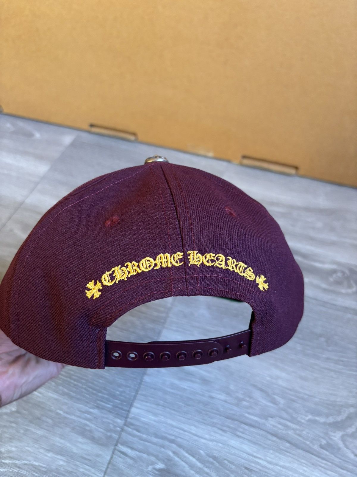 Chrome Hearts Chrome Hearts CH Baseball Cap Burgundy/Gold Snapback Hat Size ONE SIZE - 2 Thumbnail