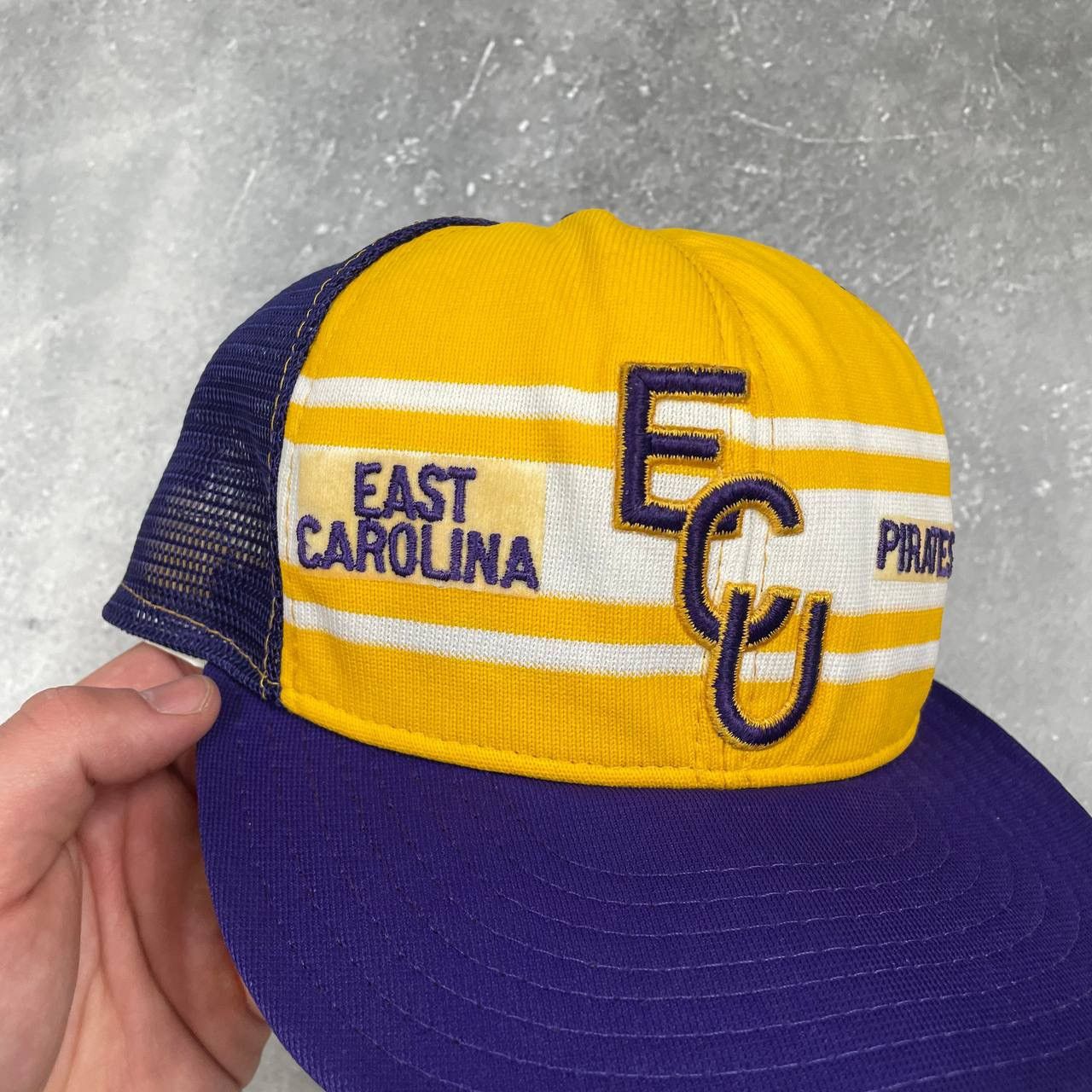 NFL × Vintage Vintage 80s East Carolina Pirates Double Knit Trucker Hat Size ONE SIZE - 4 Thumbnail