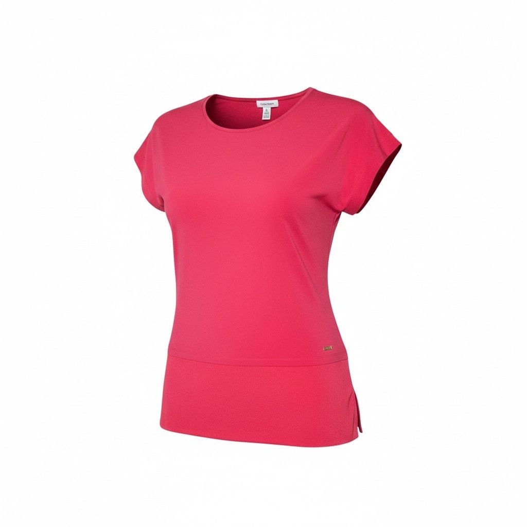 Calvin Klein Calvin Klein Women’s Pink Short Sleeve Blouse Size Large Size L / US 10 / IT 46 - 1 Thumbnail