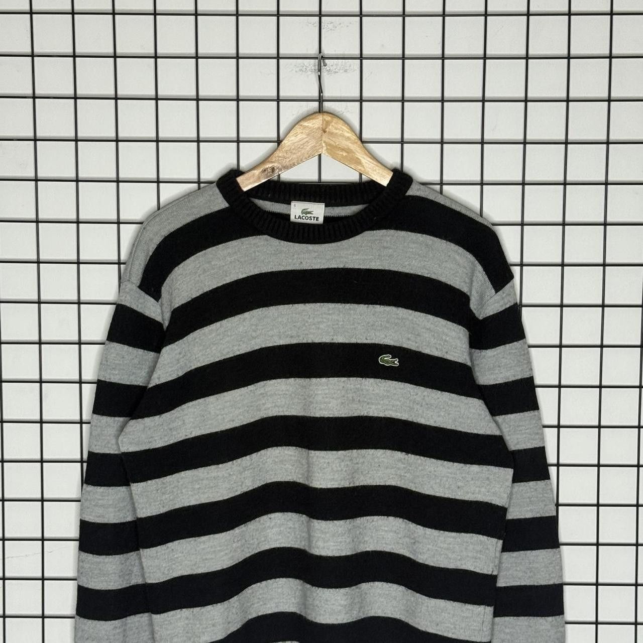 Lacoste Lacoste Lana Wool Jumper Striped Black Grey Size US L / EU 52-54 / 3 - 2 Thumbnail