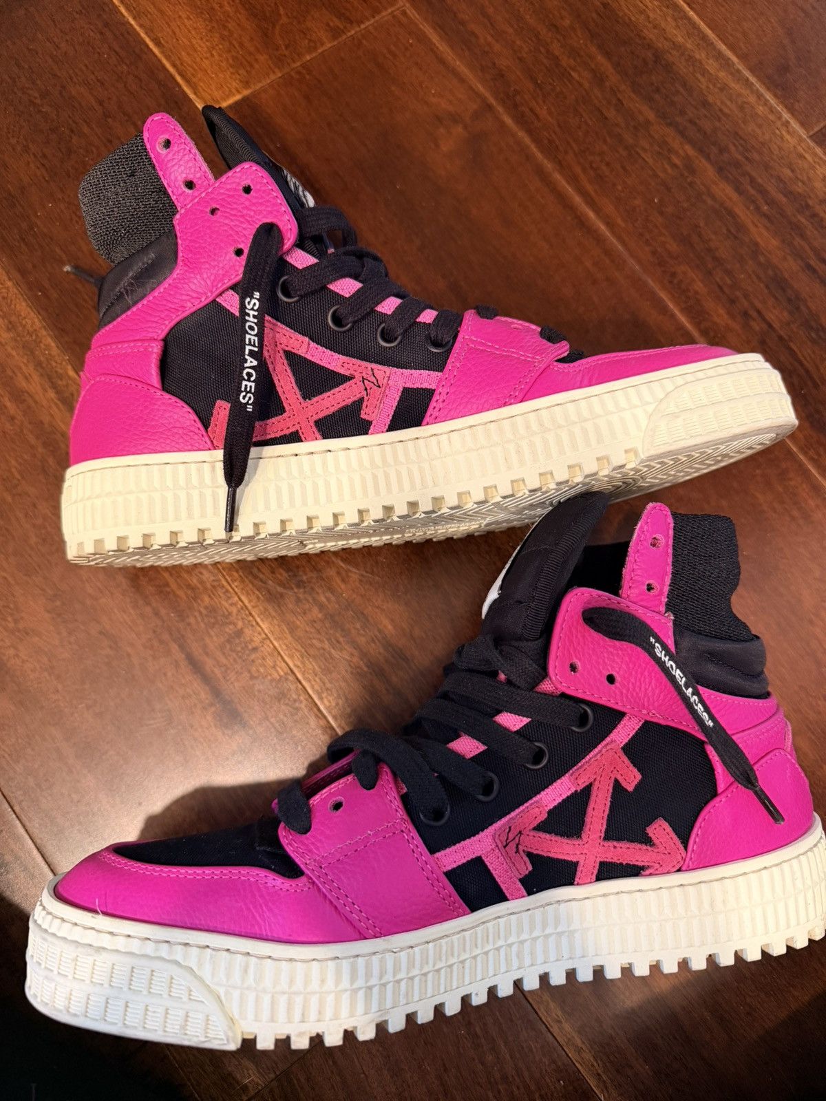 Off-White Off-White Off Court 3.0 High Top Sneakers-Black/Fuchsia Pink Size US 5 / EU 37 - 12 Thumbnail