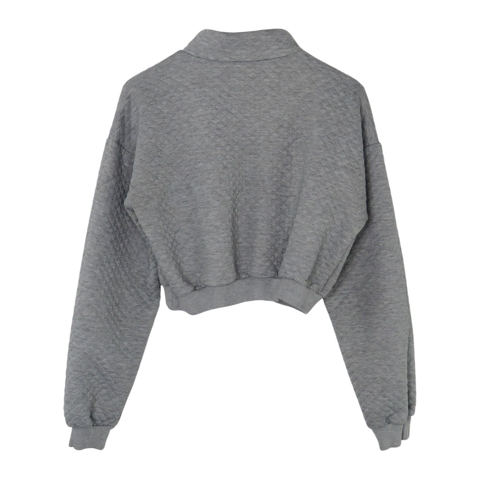 PRINCESS POLLY Princess Polly Gray Quarter Zip Cropped Sweatshirt Size 2 Size S / US 4 / IT 40 - 2 Thumbnail