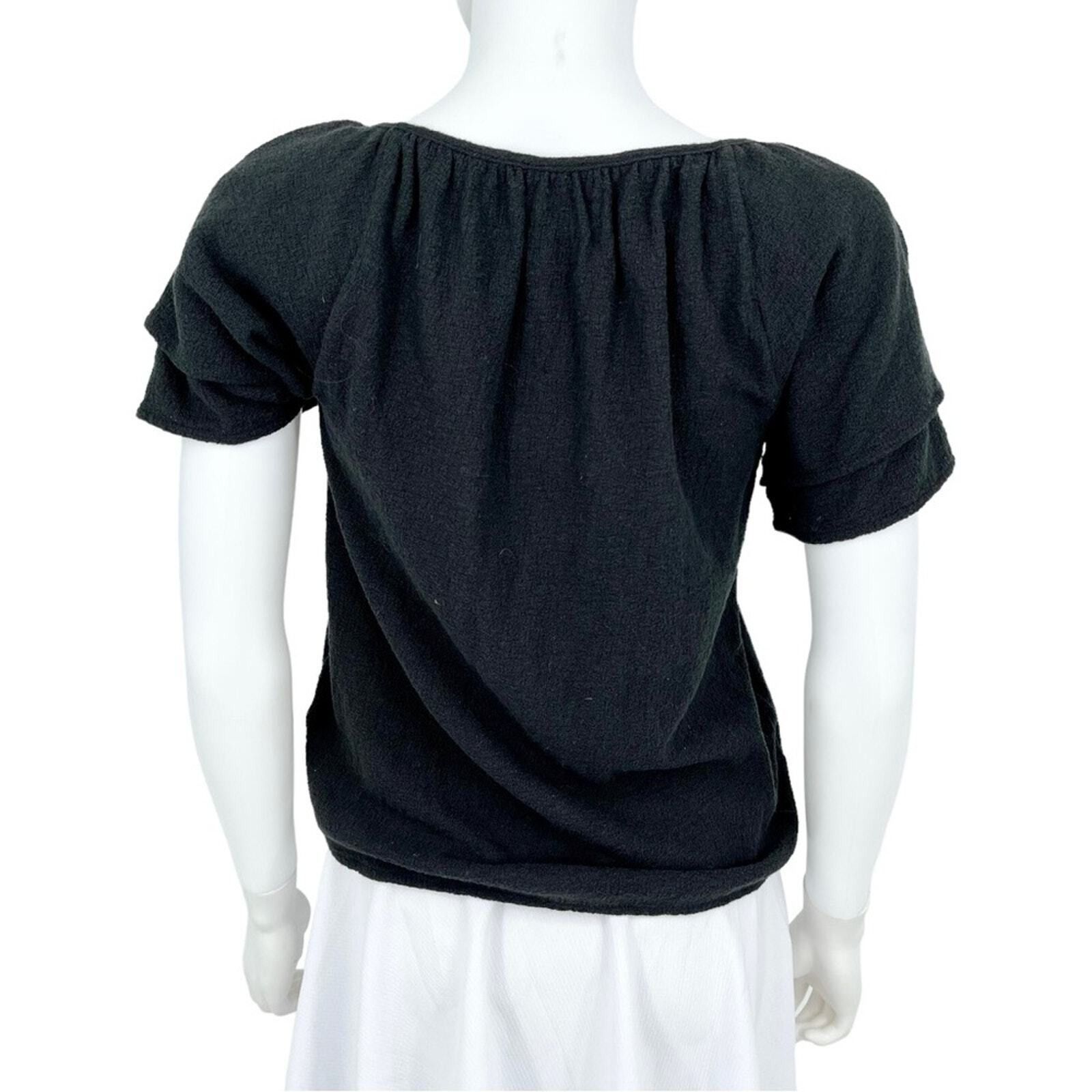 Madewell Madewell Texture & Thread XXS Blouse Tiered Cowl Neck Black Size XXS / US 00 / IT 34 - 5 Thumbnail